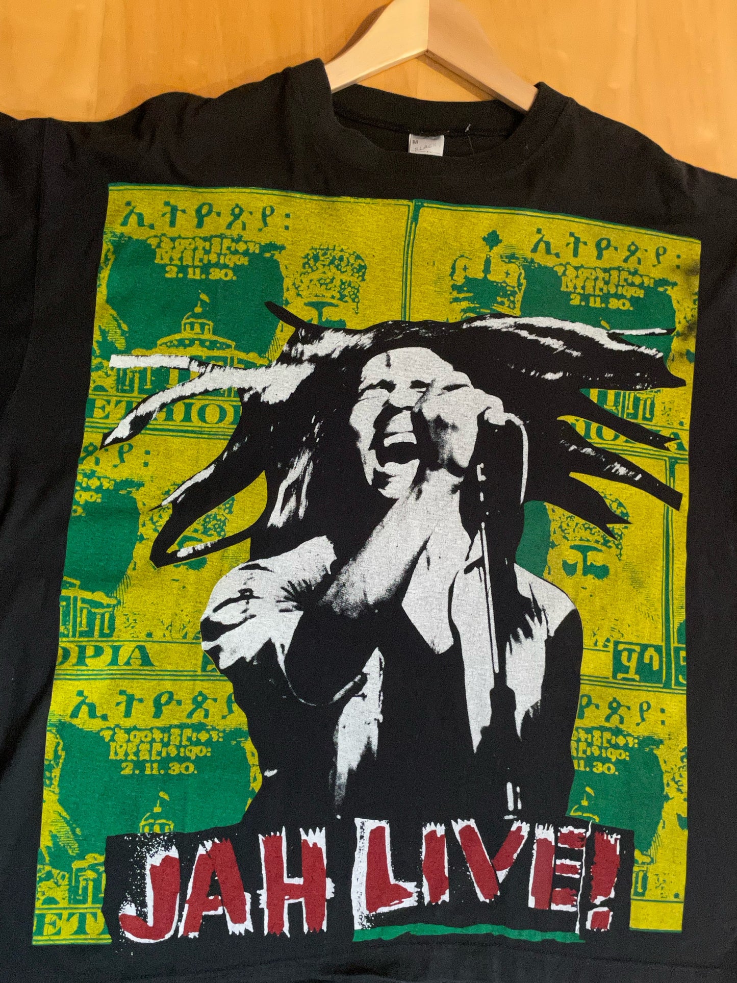 VINTAGE 90s BOB MARLEY JAH LIVE! "JAH RASTA MUSIC T-SHIRT SZ: M