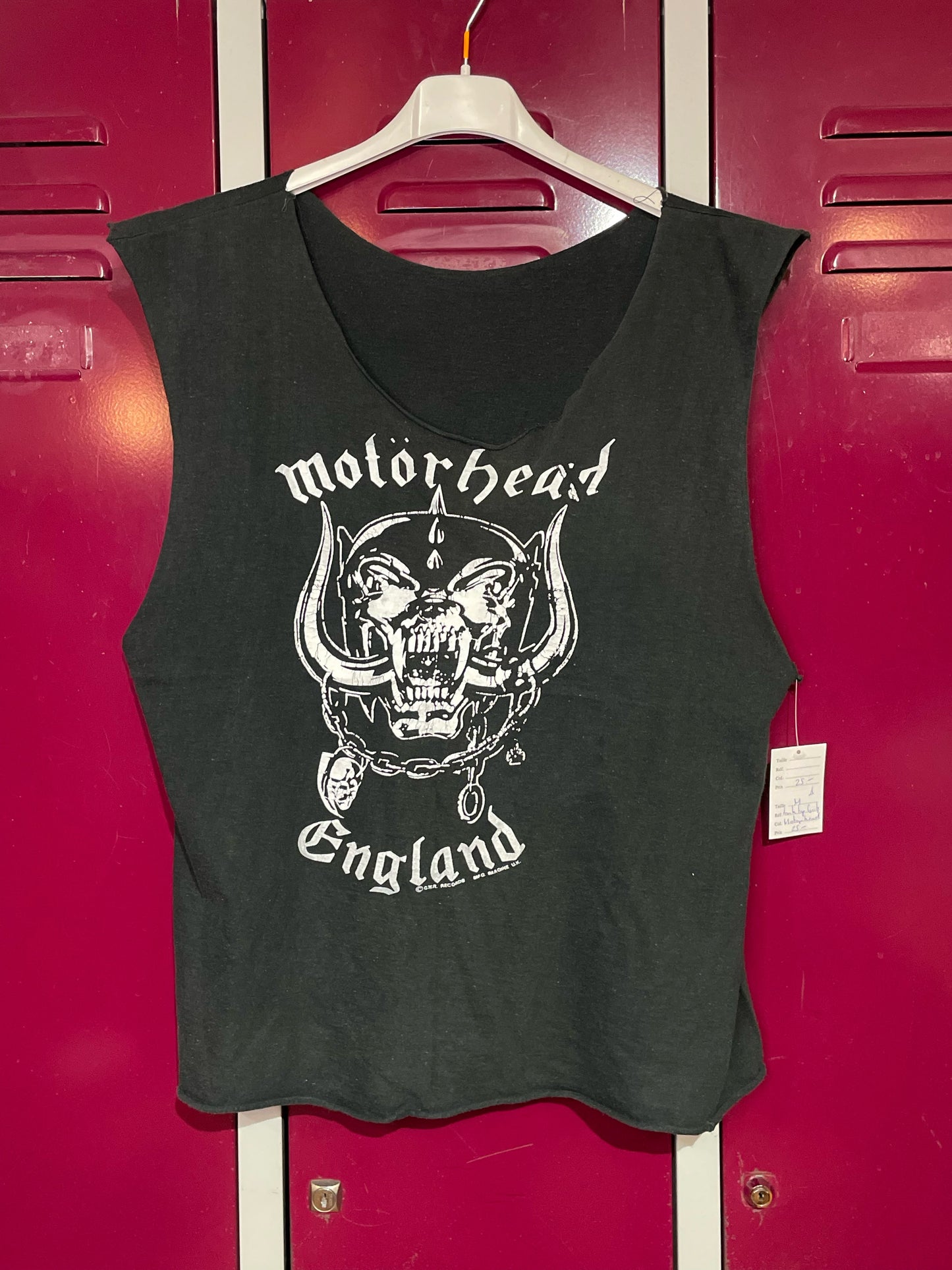 VINTAGE 90S MOTORHEAD ENGLAND CUT-OFF MUSICBAND T-SHIRT SZ: M
