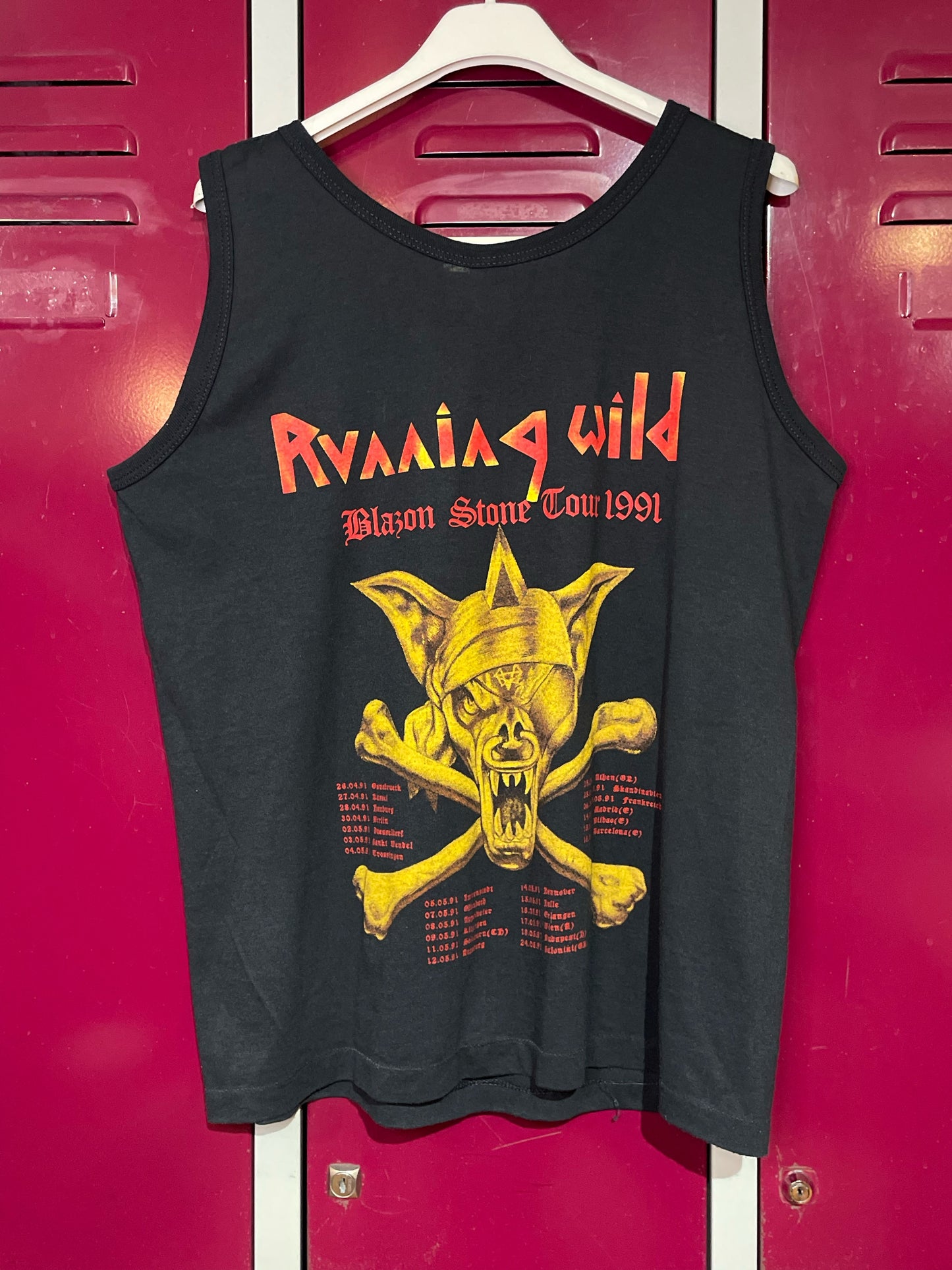 VINTAGE 1991 RUNNING WILD "BLASON STONE TOUR" MUSIC TANK TOP  SZ: L