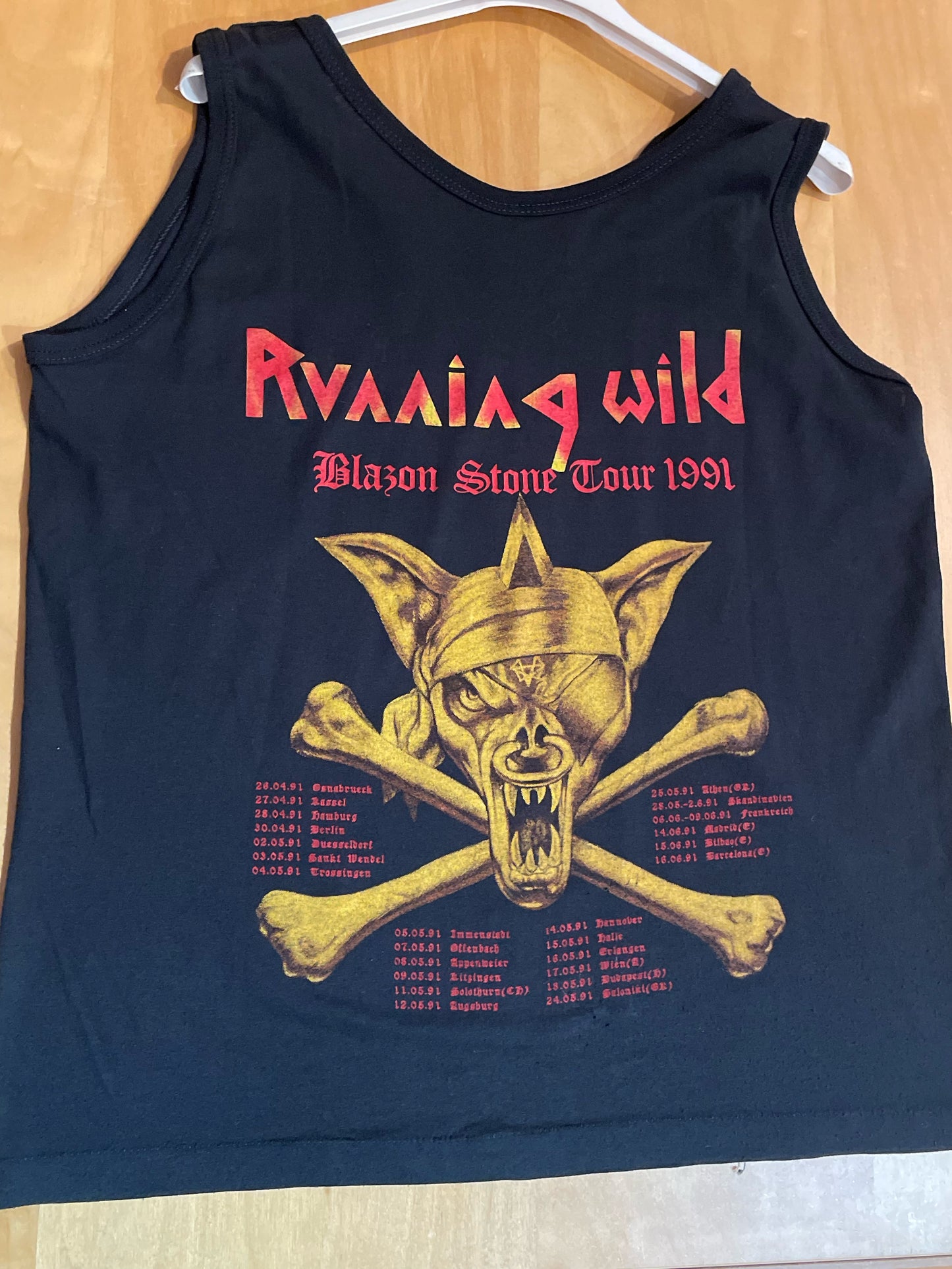 VINTAGE 1991 RUNNING WILD "BLASON STONE TOUR" MUSIC TANK TOP  SZ: L