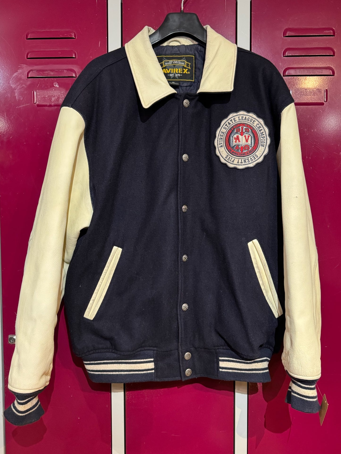 Y2K AVIREX "ACADEMY LEAGUE CHAMPS 1975" VARSITY JACKET SZ: XL