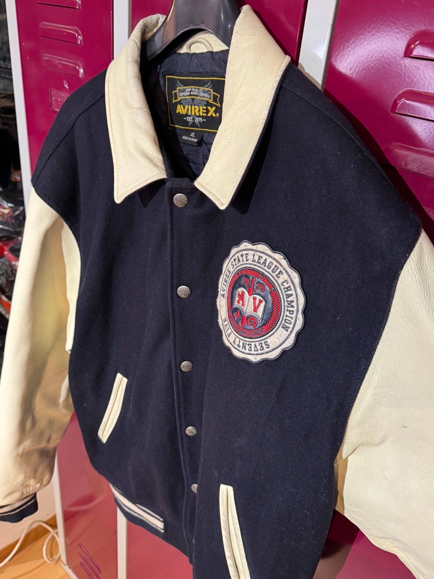 Y2K AVIREX "ACADEMY LEAGUE CHAMPS 1975" VARSITY JACKET SZ: XL