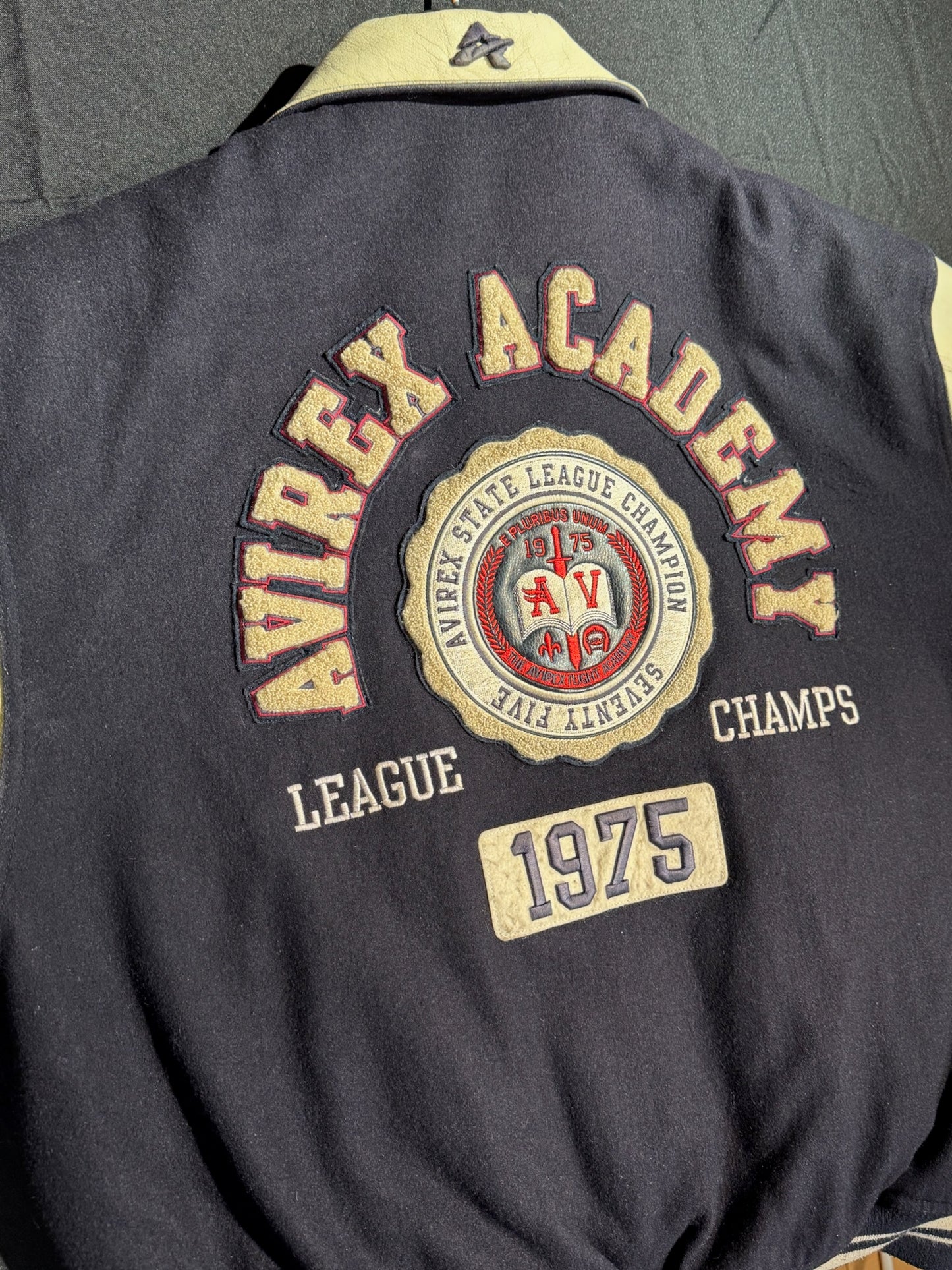 Y2K AVIREX "ACADEMY LEAGUE CHAMPS 1975" VARSITY JACKET SZ: XL