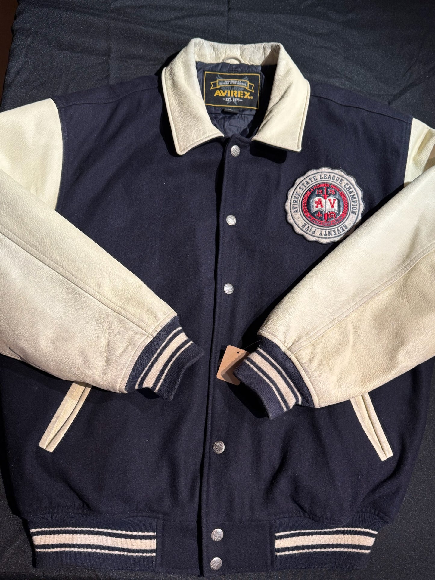 Y2K AVIREX "ACADEMY LEAGUE CHAMPS 1975" VARSITY JACKET SZ: XL