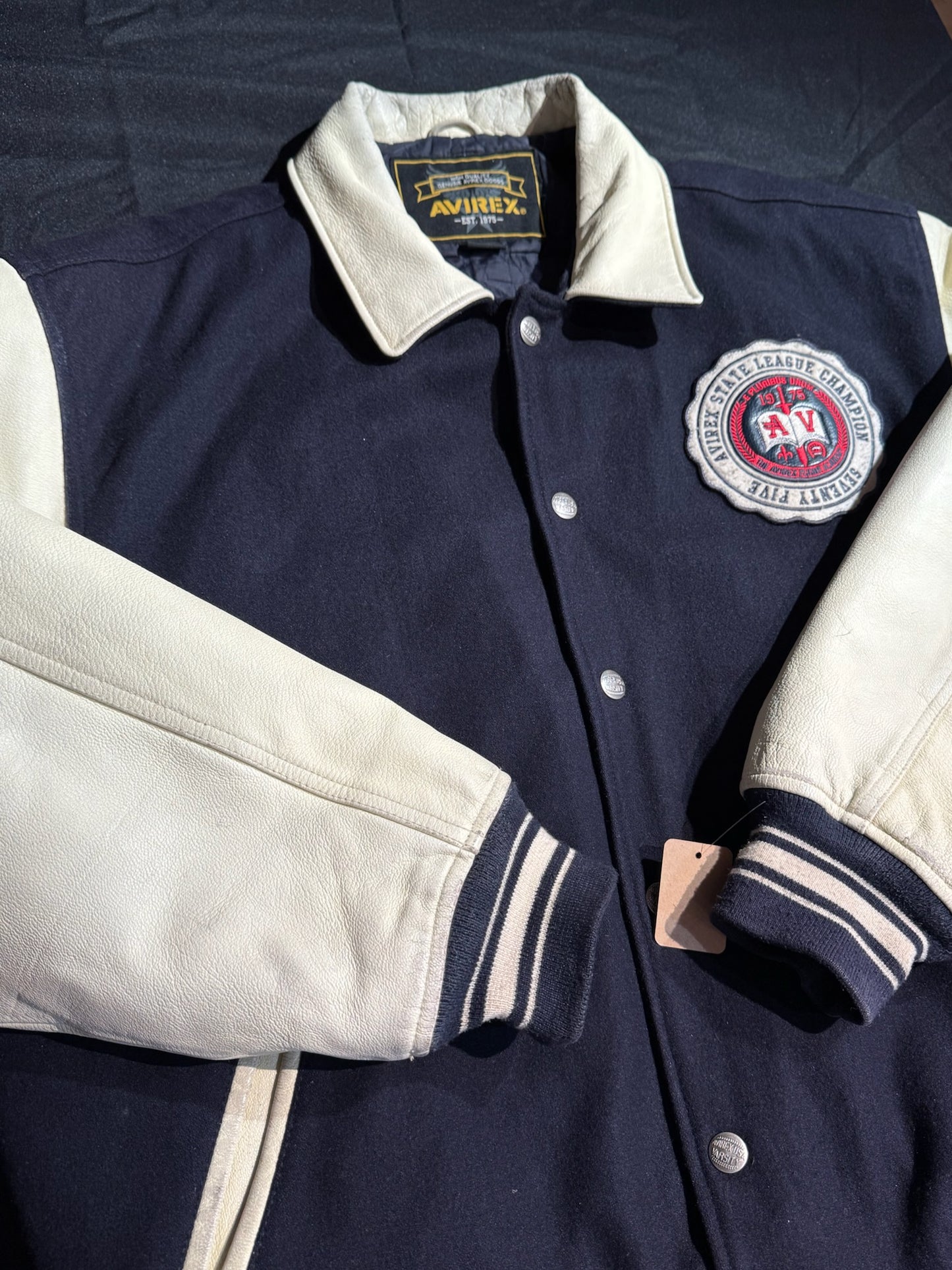 Y2K AVIREX "ACADEMY LEAGUE CHAMPS 1975" VARSITY JACKET SZ: XL