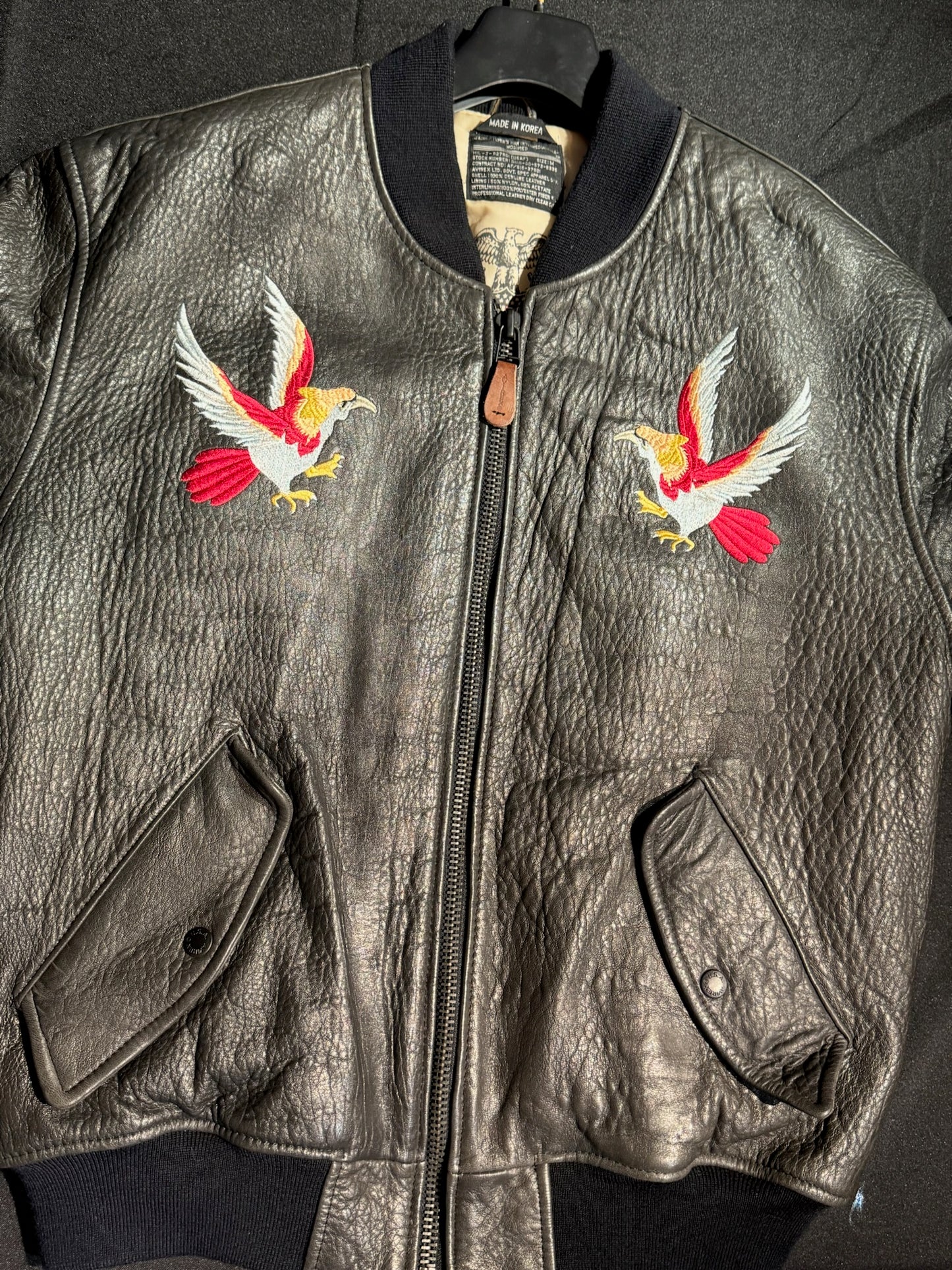 VINTAGE AVIREX "U.S.S HORNET" BOMBER LEATHER JACKET SZ: M