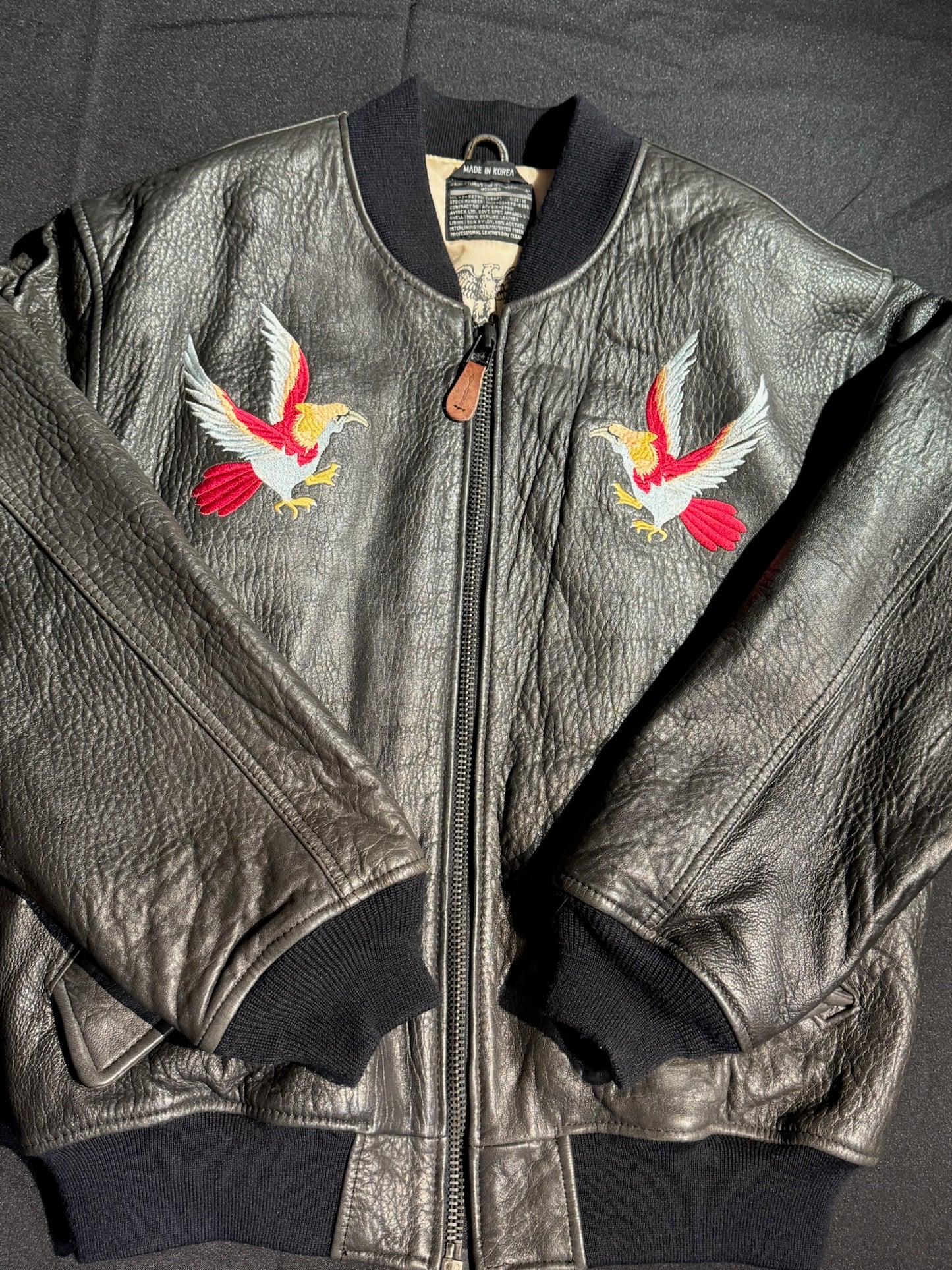 VINTAGE AVIREX "U.S.S HORNET" BOMBER LEATHER JACKET SZ: M