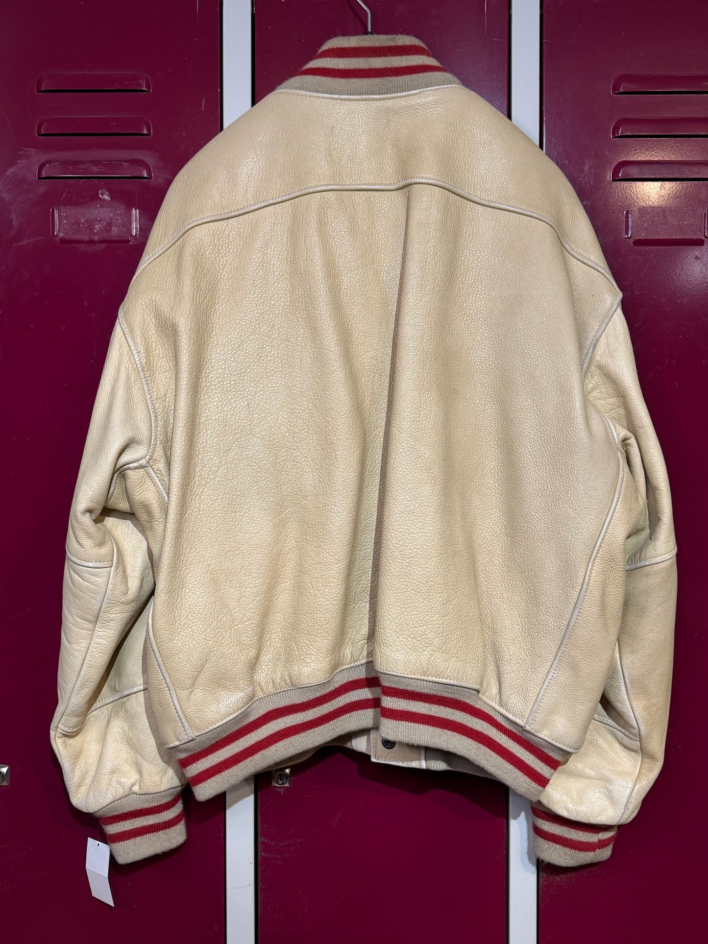 VINTAGE 90s KUDSAK VARSITY LEATHER JACKET SZ: L