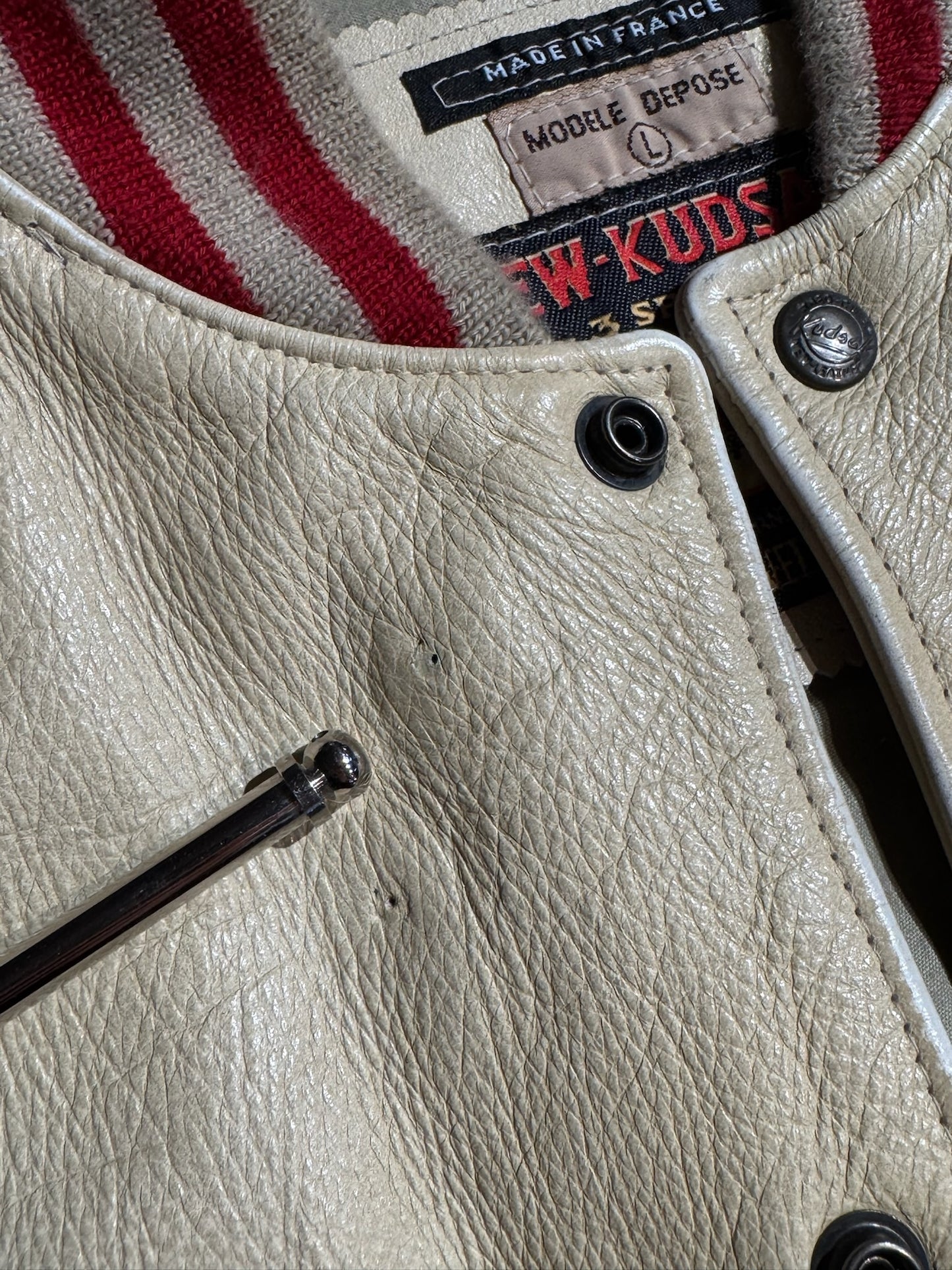 VINTAGE 90s KUDSAK VARSITY LEATHER JACKET SZ: L