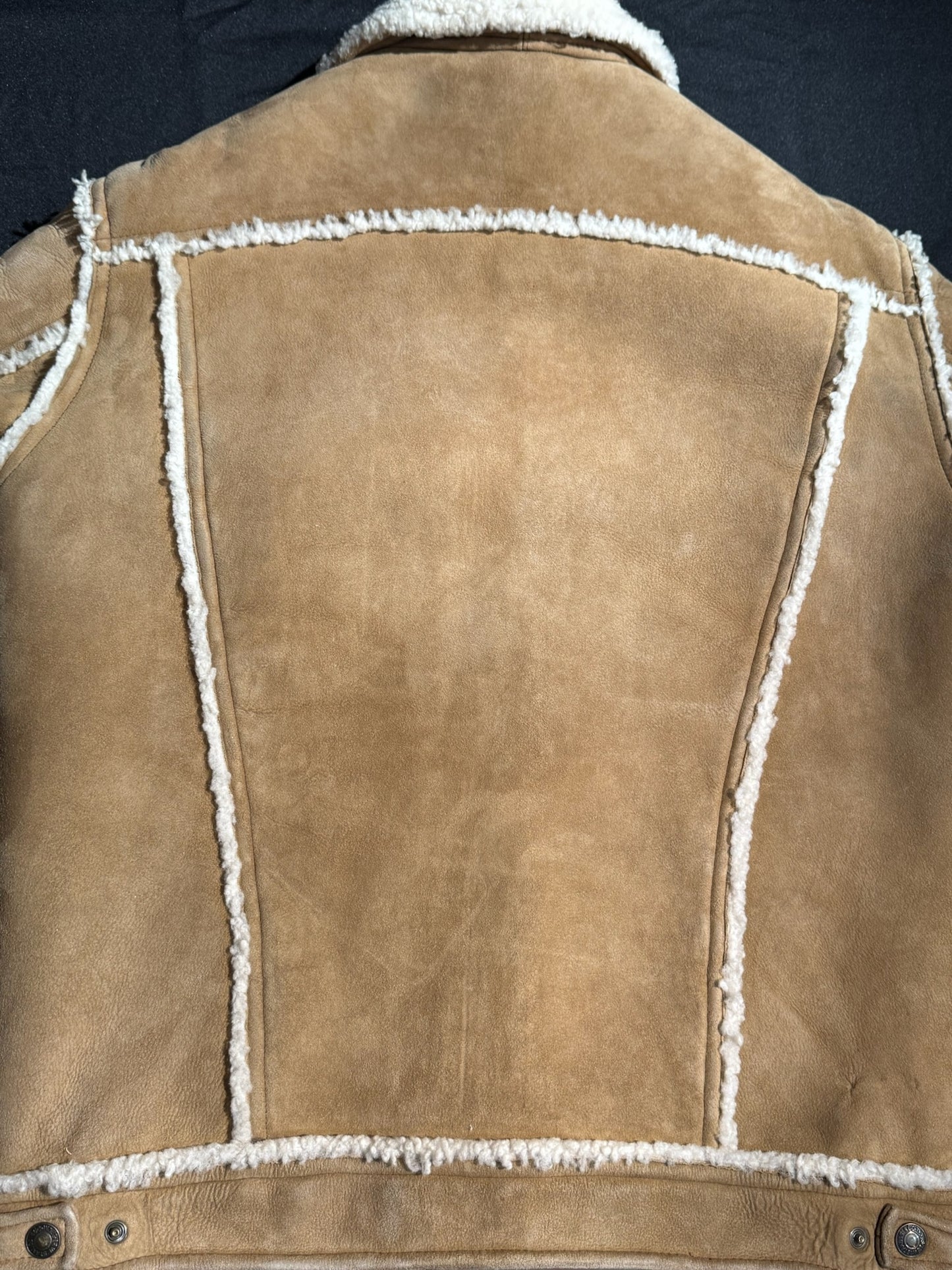 VINTAGE LEVI'S "WHITE LEVI'S JACKETS" LAMBSKIN TRUCKER JACKET SZ: M