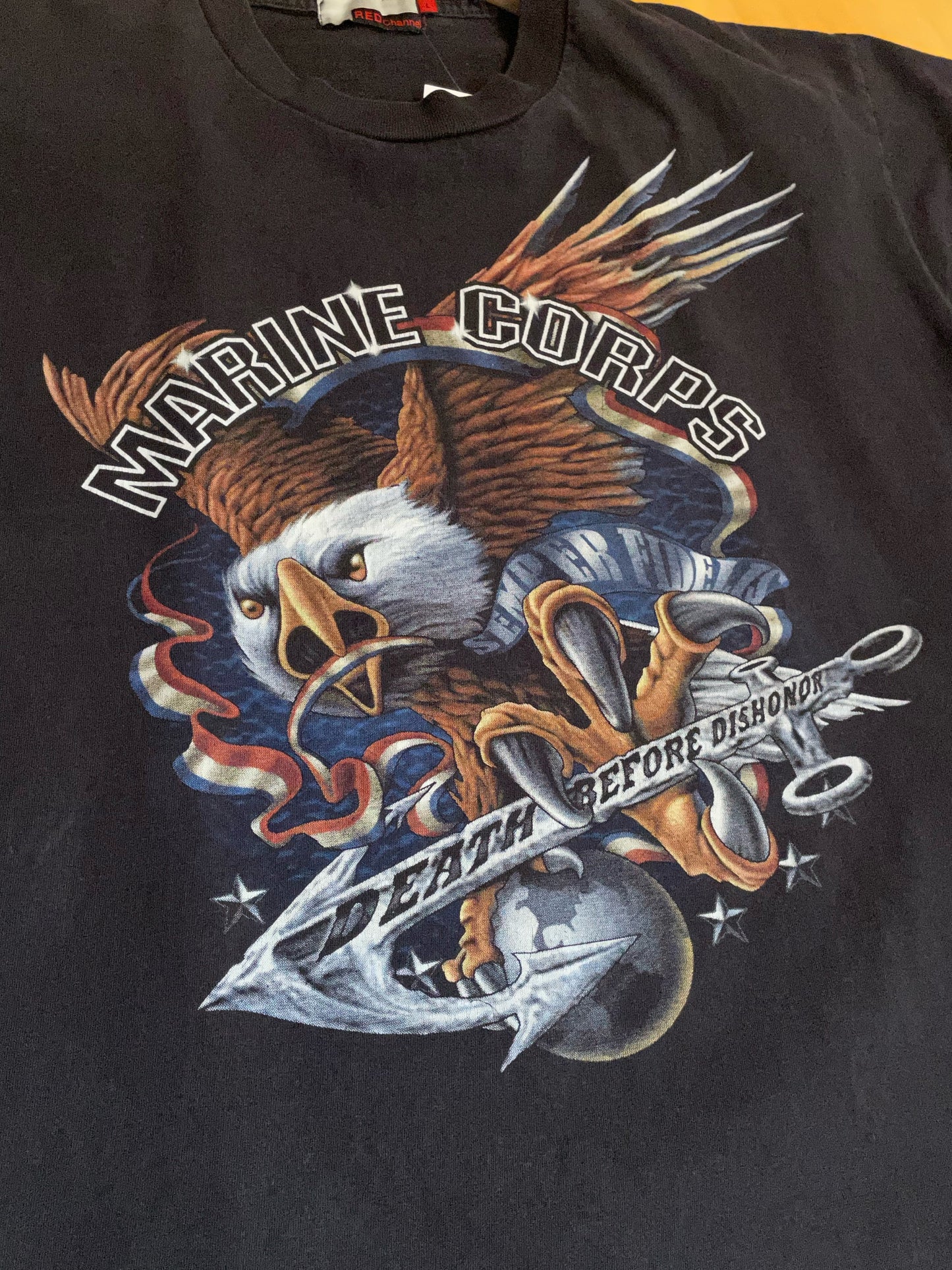 MARINE CORPS "DEATH BEFORE DISHONOR" T-SHIRT  SZ: L