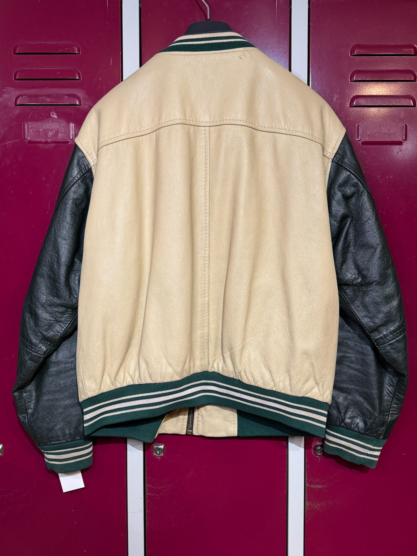 VINTAGE COLLEGE VARSITY LEATHER JACKET SZ: M