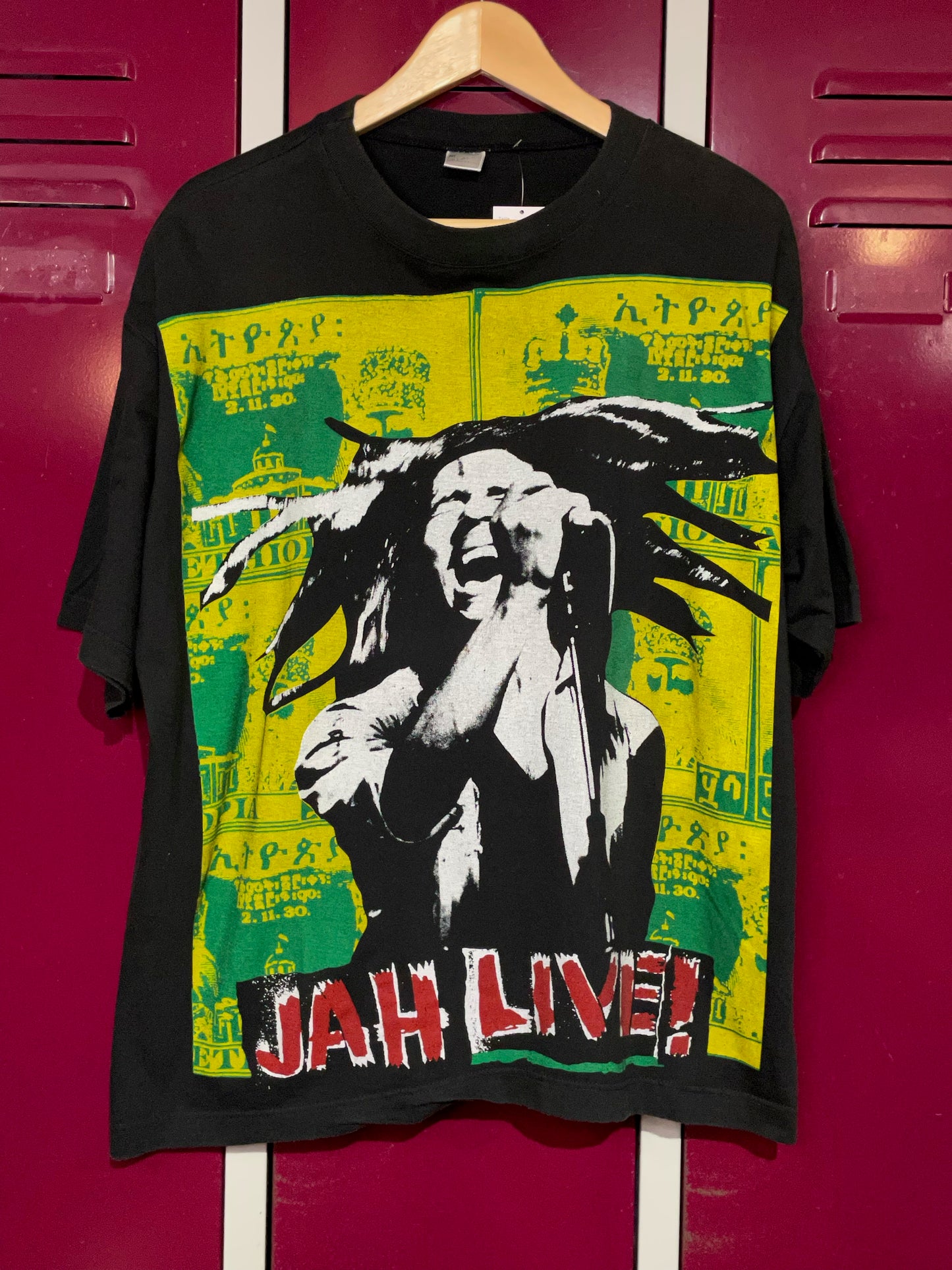 VINTAGE 90s BOB MARLEY JAH LIVE! "JAH RASTA MUSIC T-SHIRT SZ: M