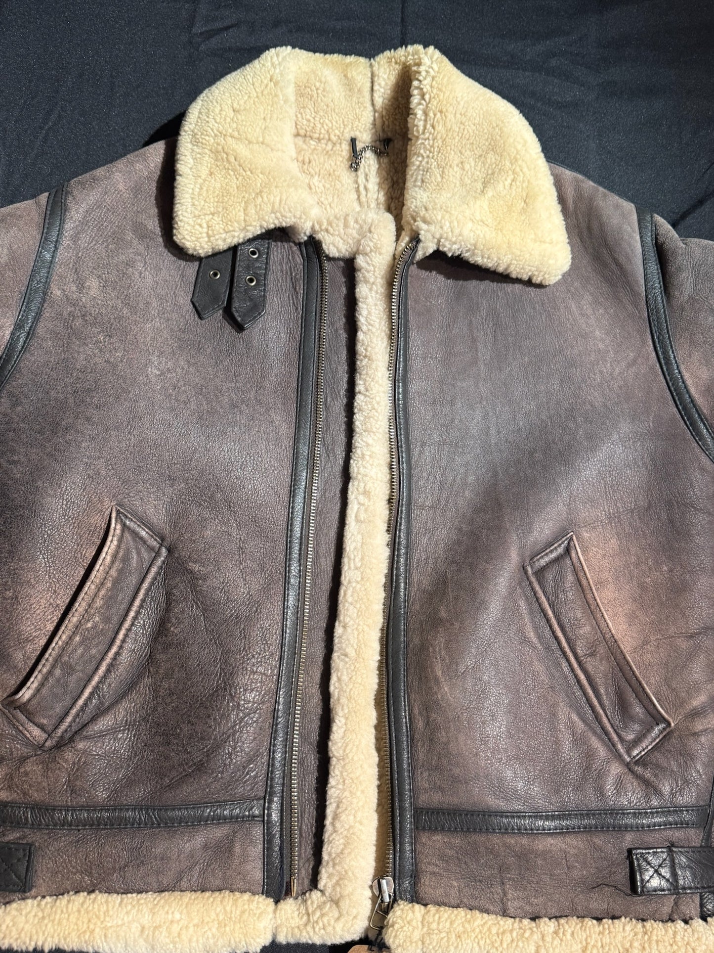 VINTAGE SHEARLING BOMBARDIER SHEEPSKIN JACKET SZ: S