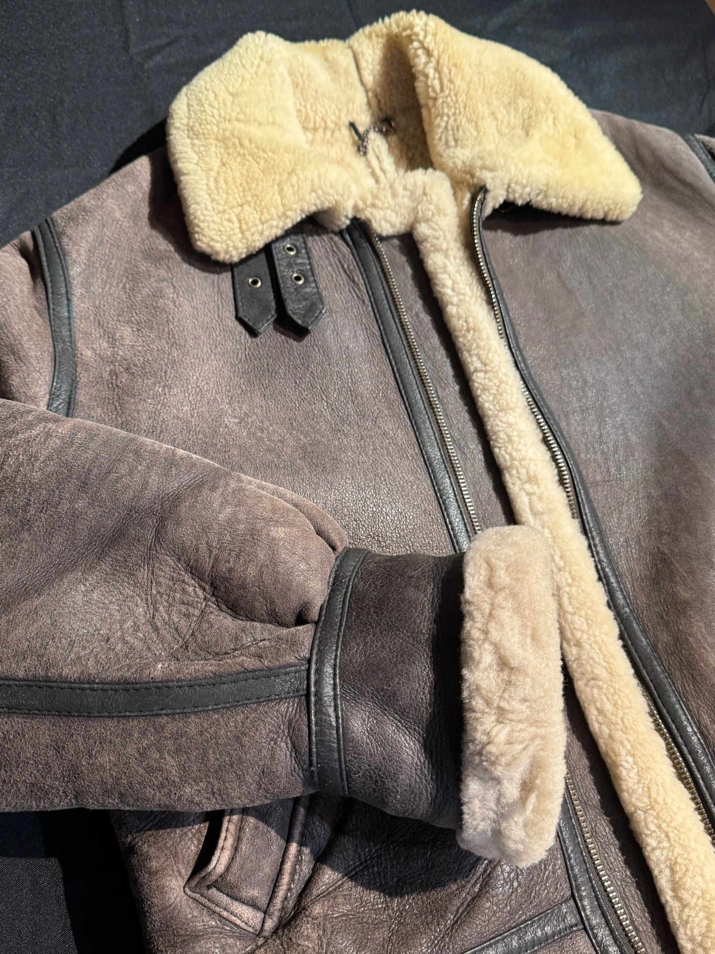 VINTAGE SHEARLING BOMBARDIER SHEEPSKIN JACKET SZ: S