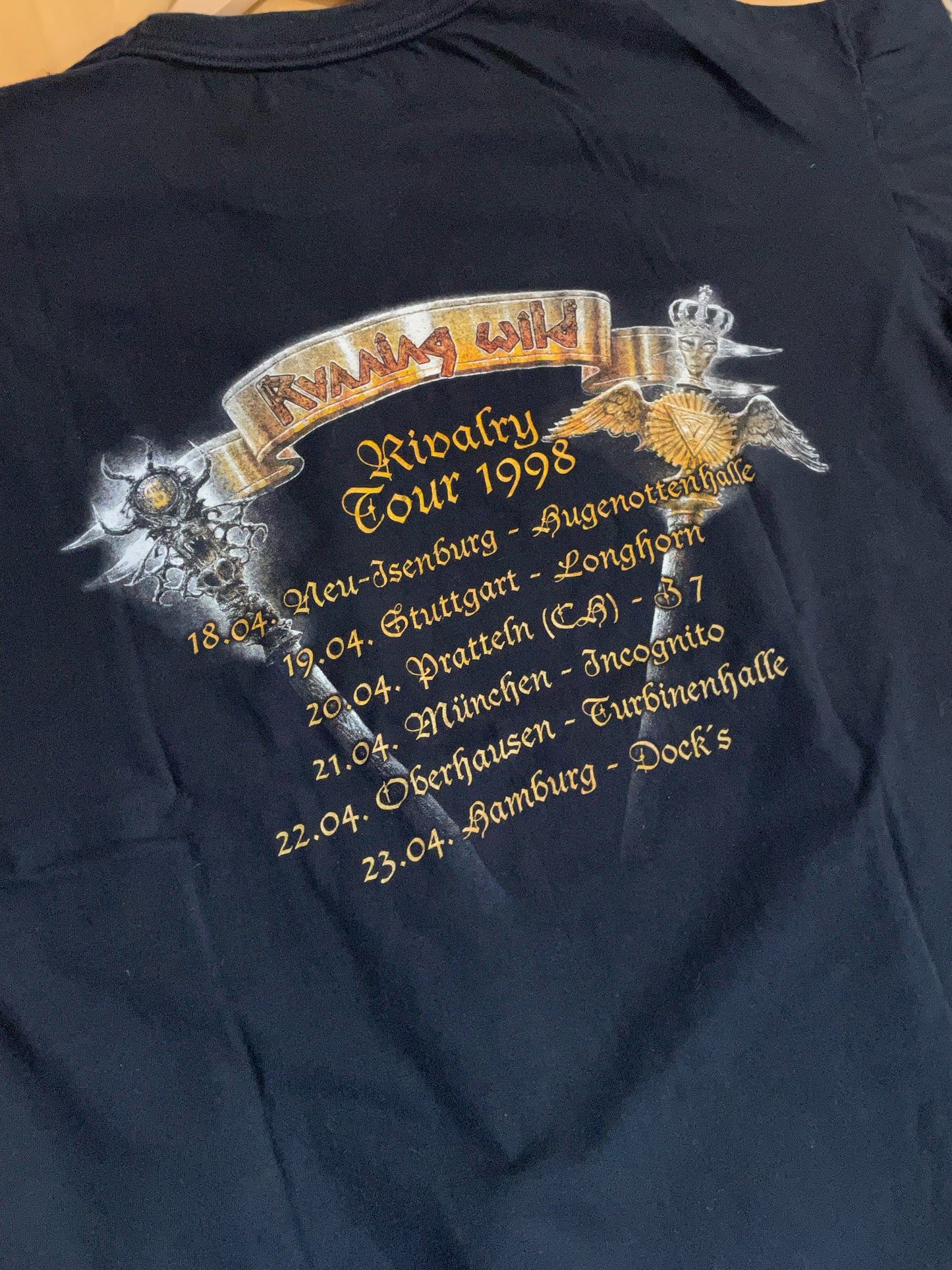 VINTAGE 1998 RUNNING WILD "THE RIVALRY TOUR" MUSICBAND T-SHIRT SZ: XL