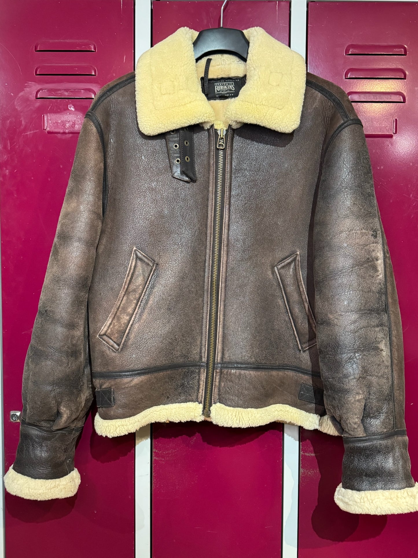 VINTAGE 90s REDSKINS BOMBARDIER SHEARLING JACKET SZ: M
