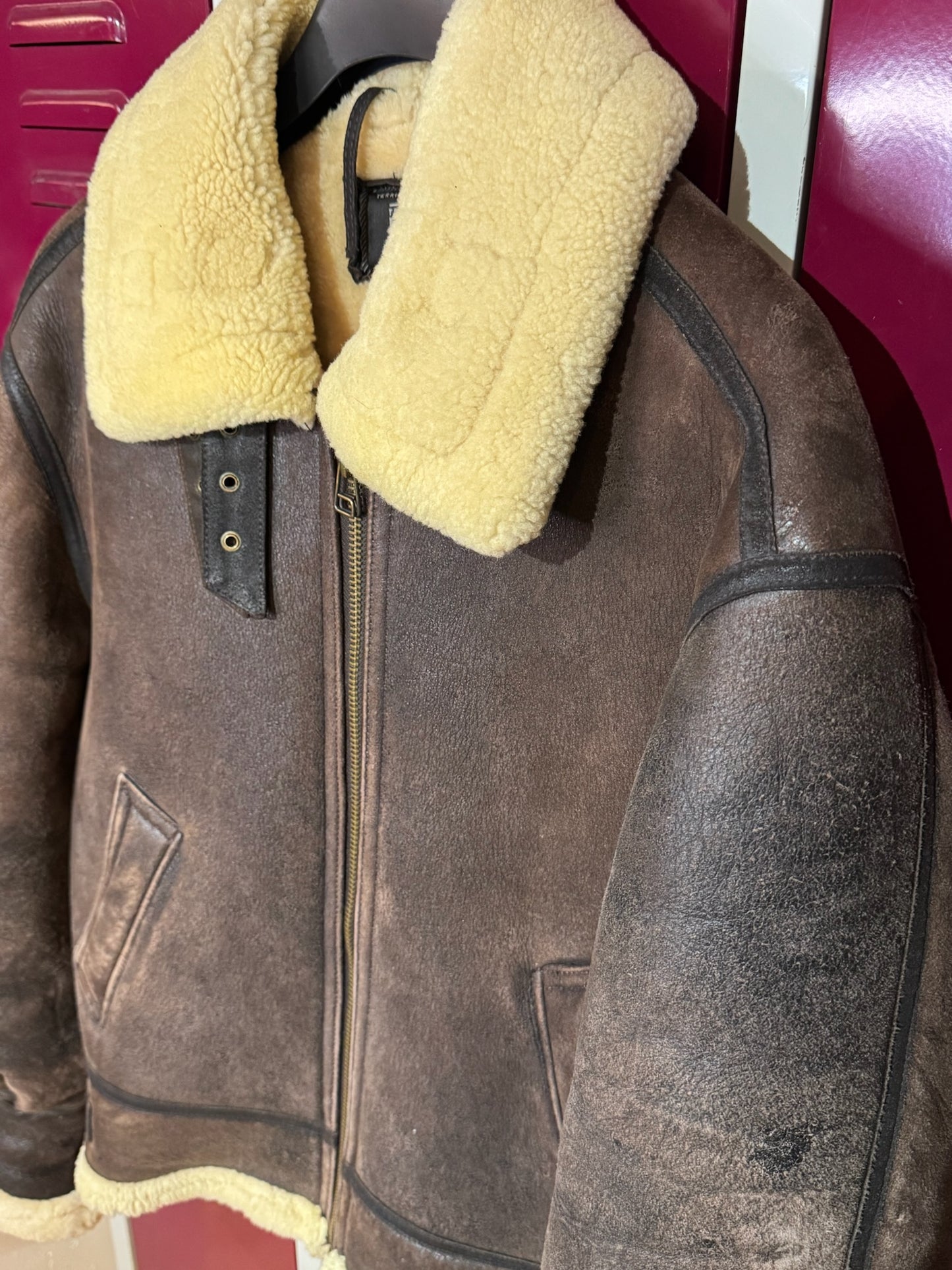 VINTAGE 90s REDSKINS BOMBARDIER SHEARLING JACKET SZ: M