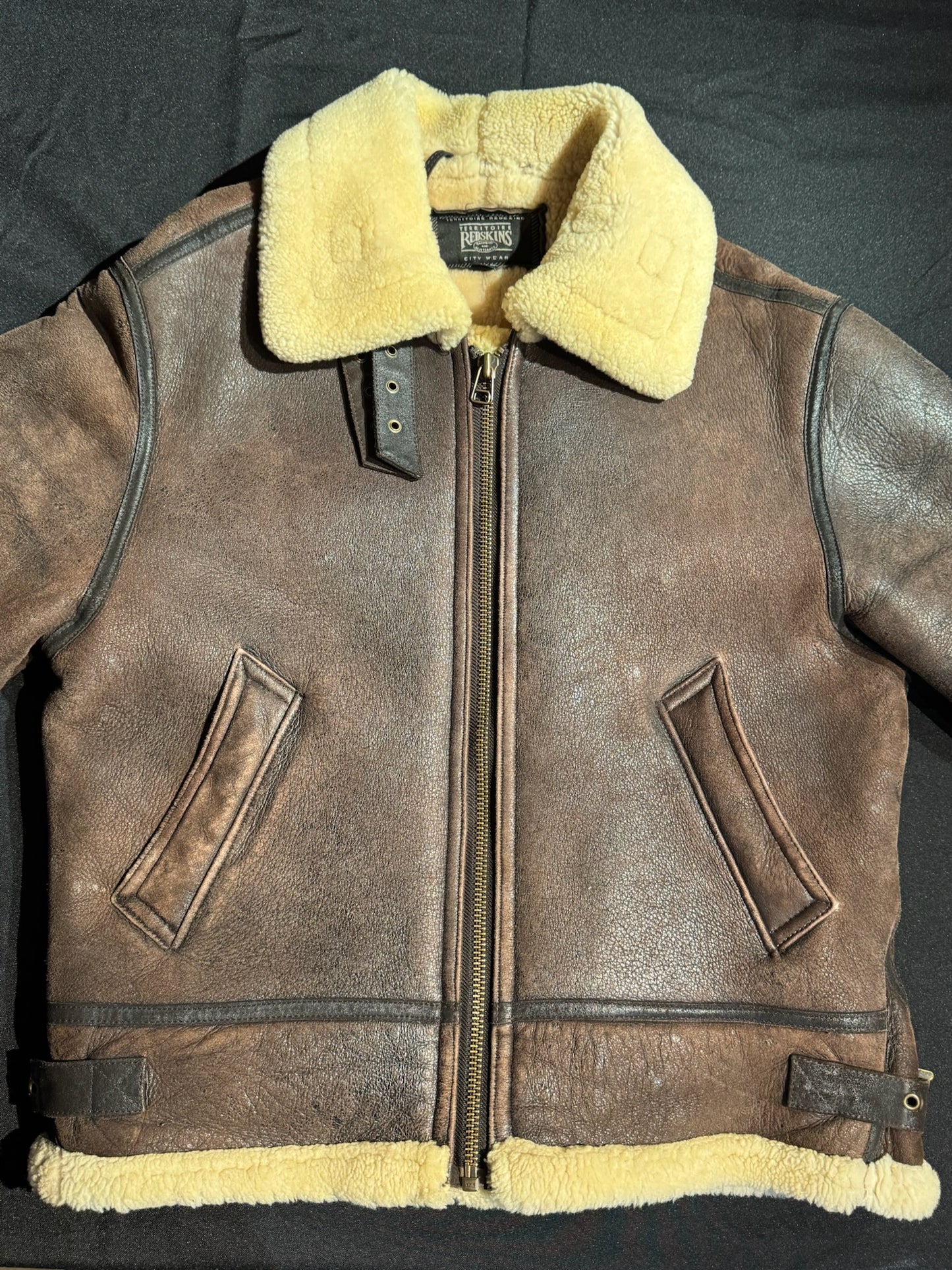 VINTAGE 90s REDSKINS BOMBARDIER SHEARLING JACKET SZ: M