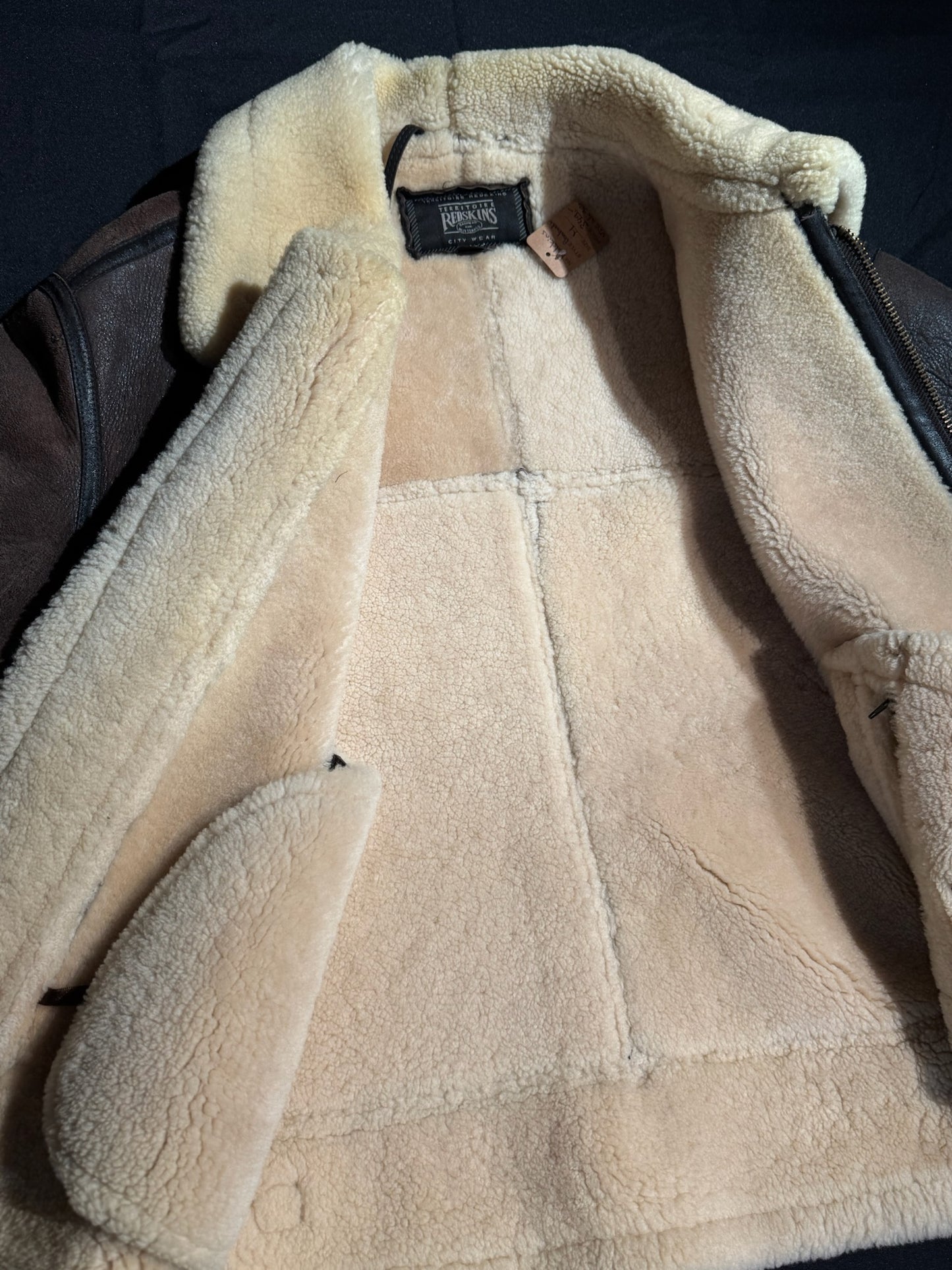 VINTAGE 90s REDSKINS BOMBARDIER SHEARLING JACKET SZ: M