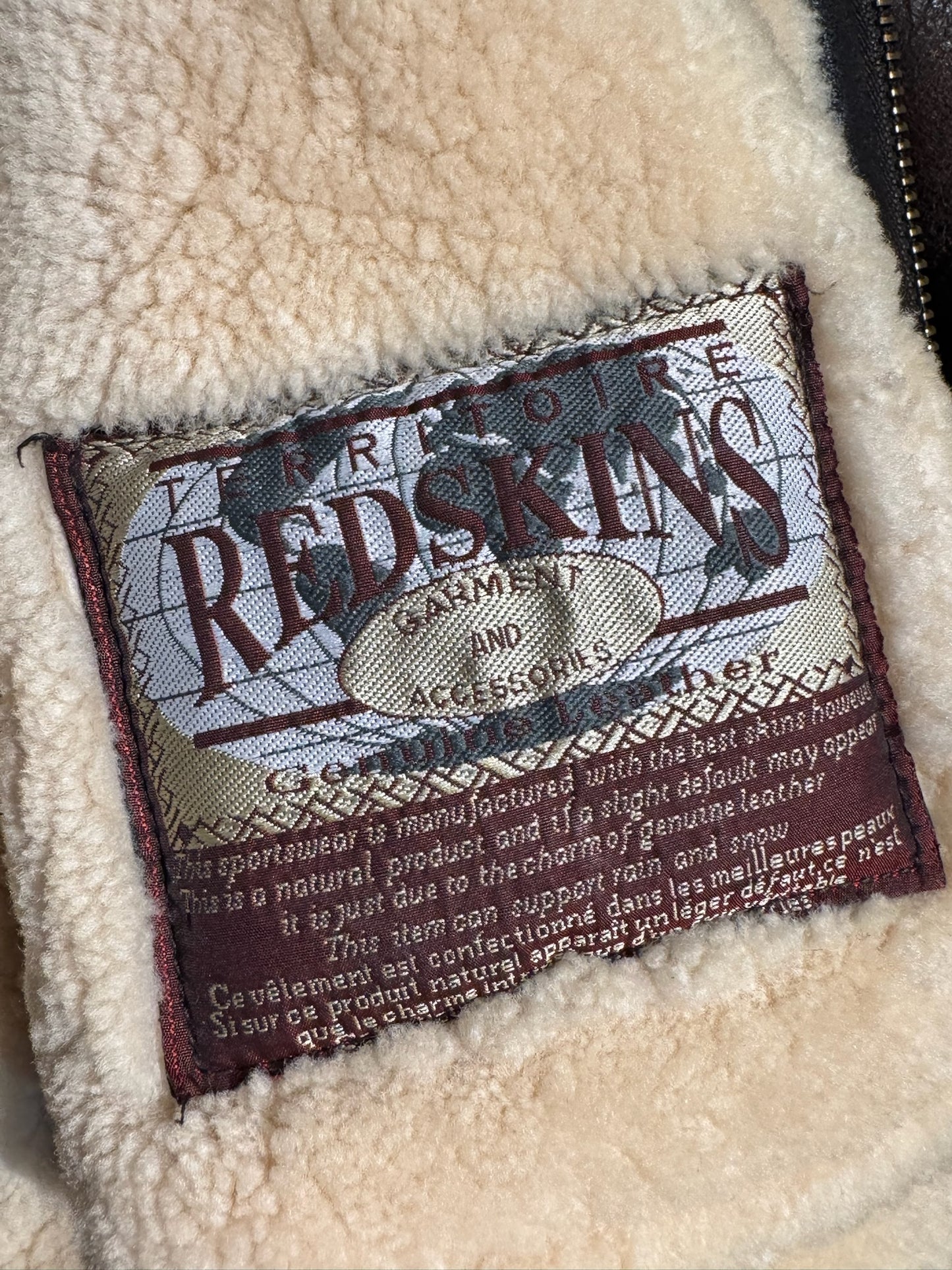 VINTAGE 90s REDSKINS BOMBARDIER SHEARLING JACKET SZ: M