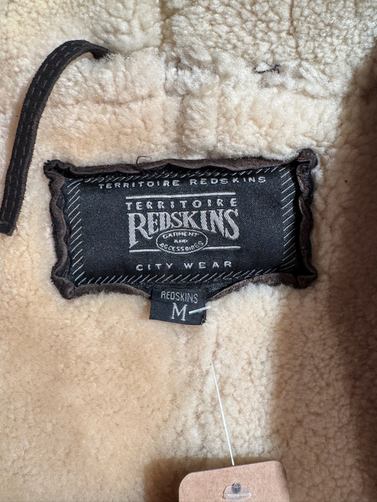VINTAGE 90s REDSKINS BOMBARDIER SHEARLING JACKET SZ: M