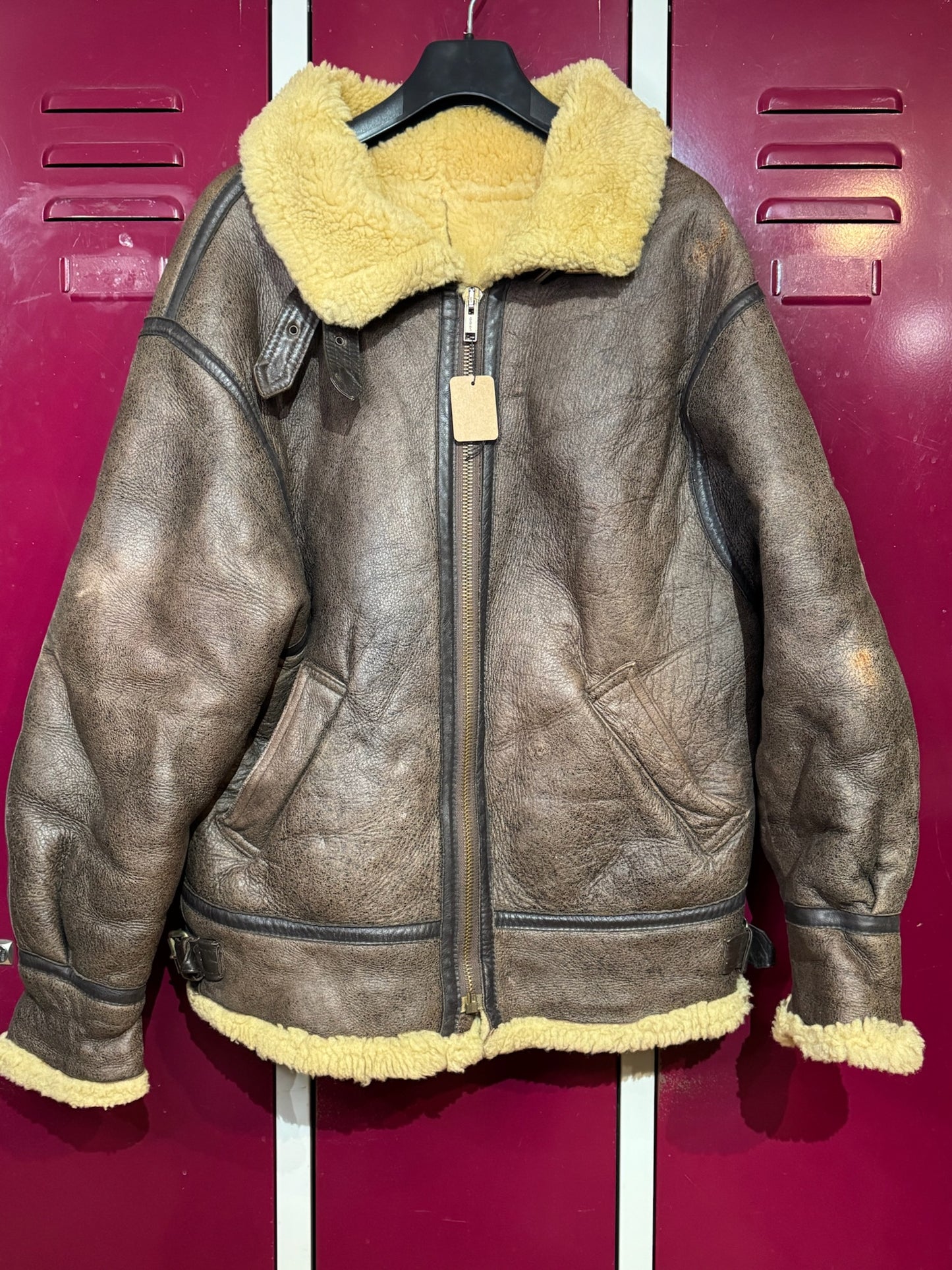 VINTAGE 80s BUTTERFLY STYL PARIS BOMBARDIER SHEARLING JACKET SZ: S/M