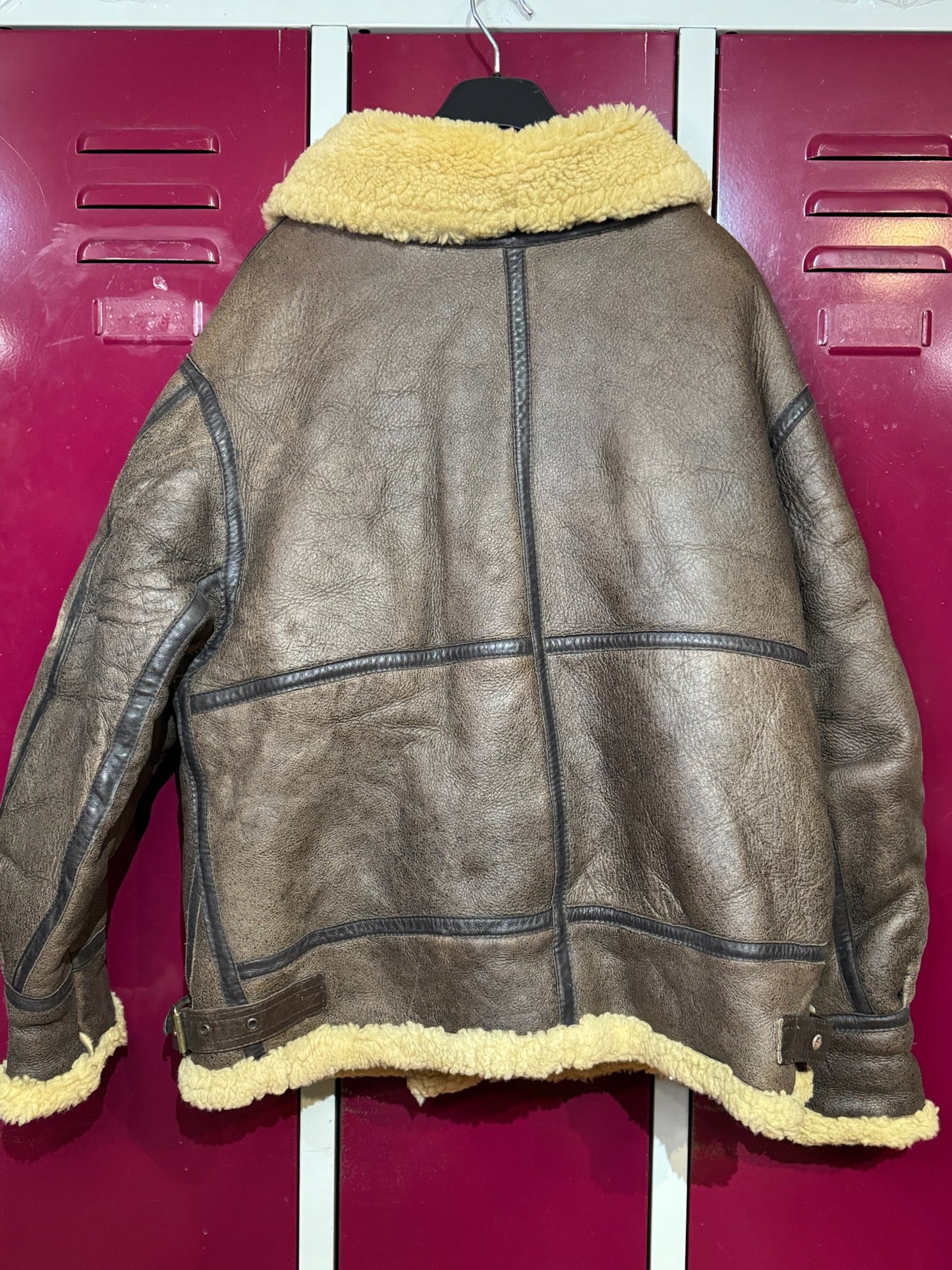 VINTAGE 80s BUTTERFLY STYL PARIS BOMBARDIER SHEARLING JACKET SZ: S/M