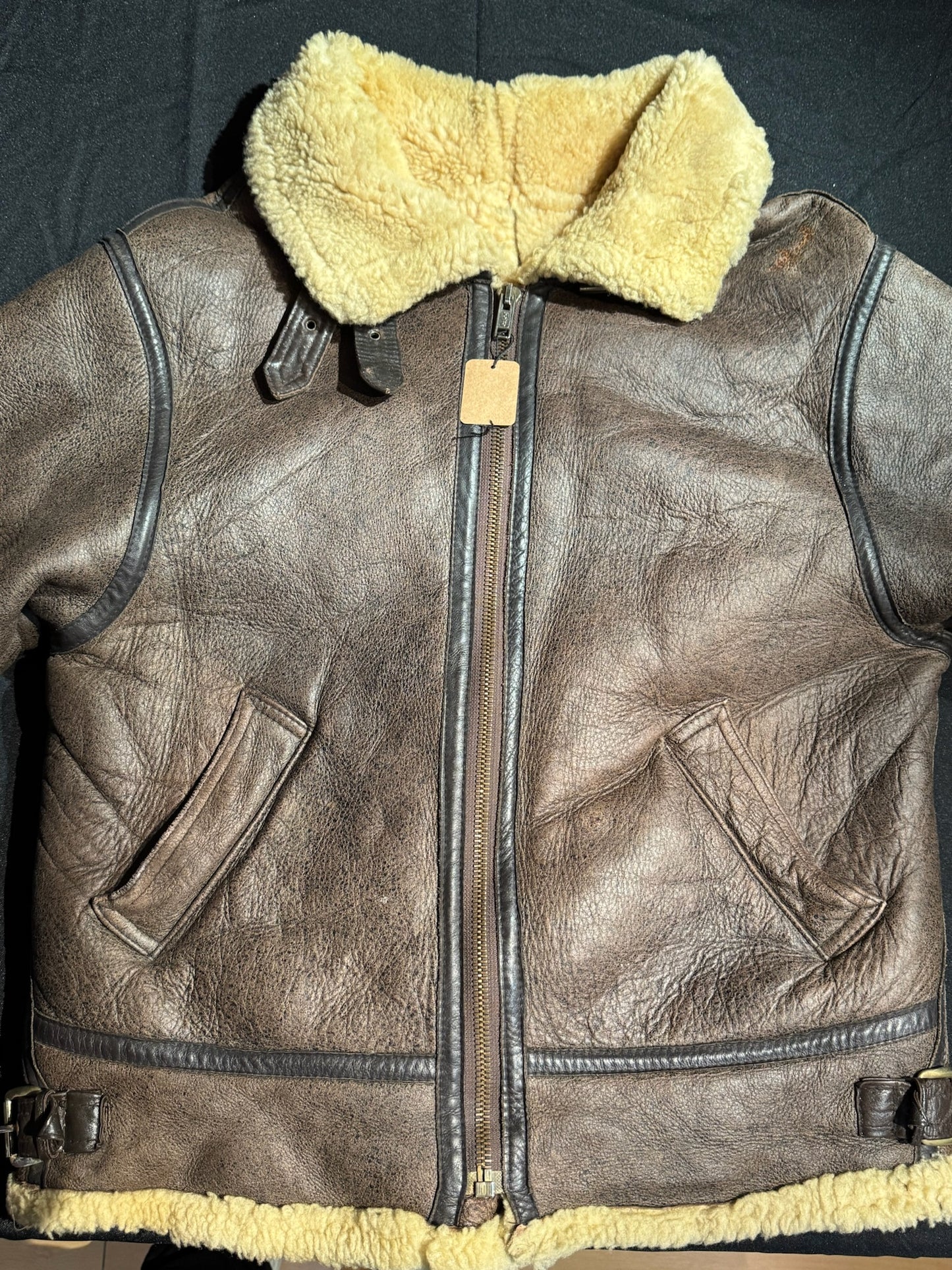 VINTAGE 80s BUTTERFLY STYL PARIS BOMBARDIER SHEARLING JACKET SZ: S/M