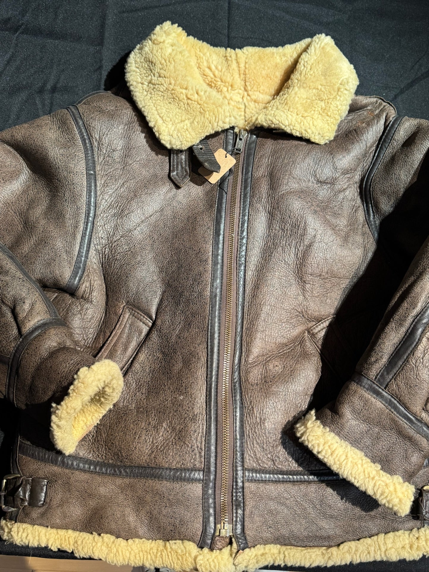 VINTAGE 80s BUTTERFLY STYL PARIS BOMBARDIER SHEARLING JACKET SZ: S/M