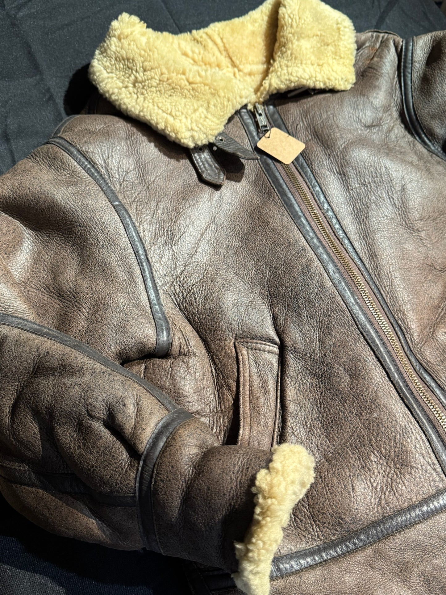 VINTAGE 80s BUTTERFLY STYL PARIS BOMBARDIER SHEARLING JACKET SZ: S/M
