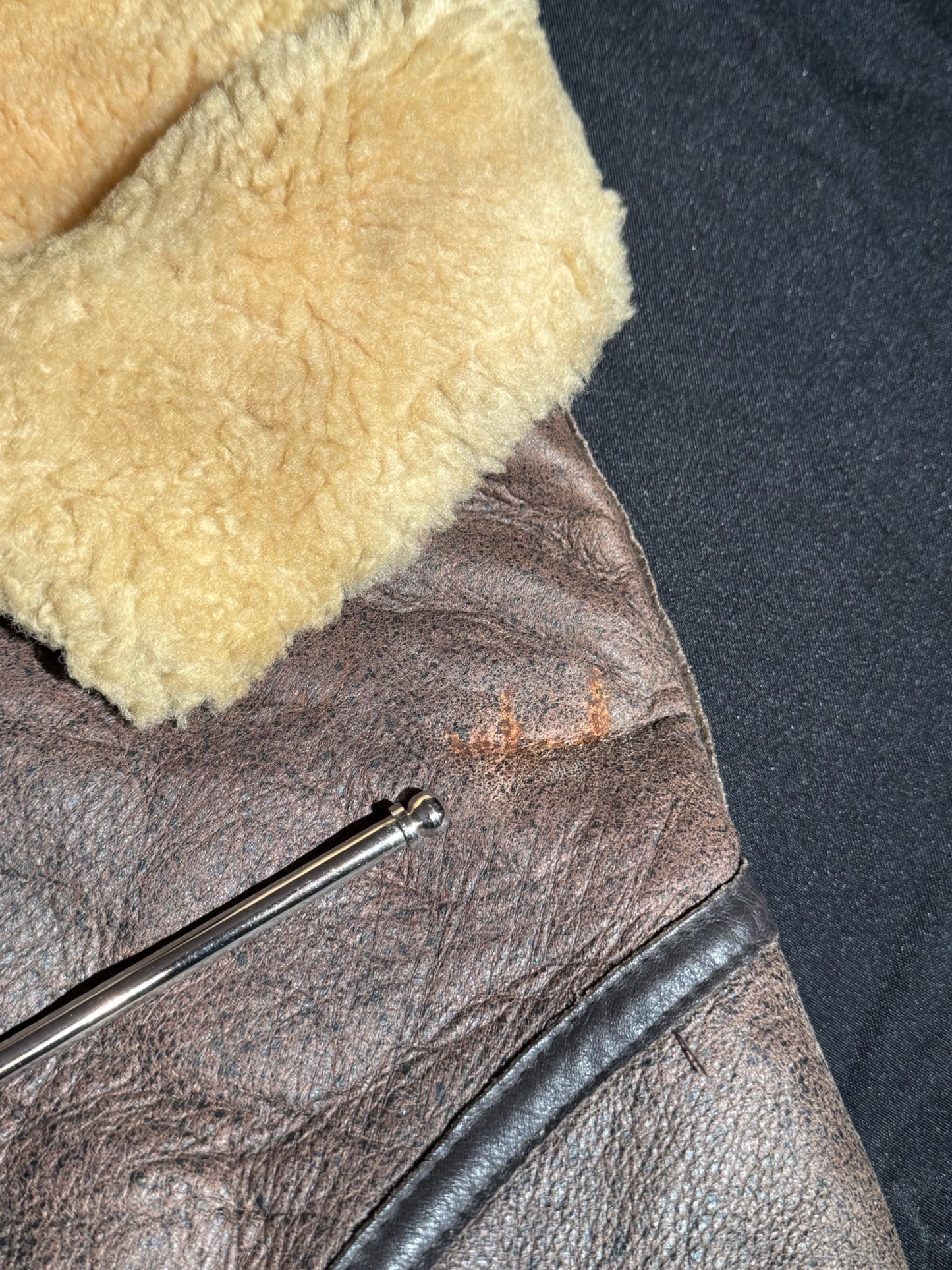 VINTAGE 80s BUTTERFLY STYL PARIS BOMBARDIER SHEARLING JACKET SZ: S/M