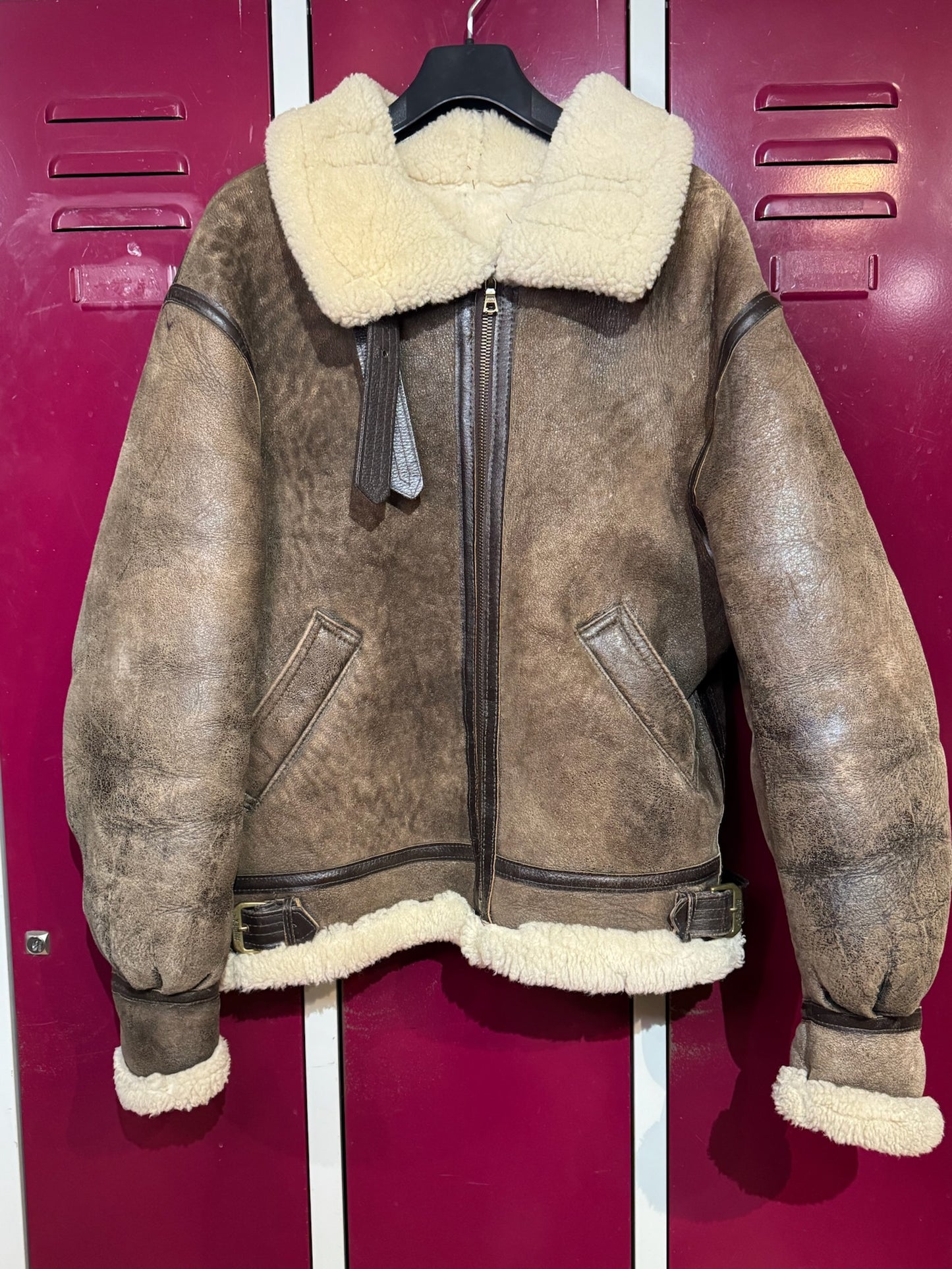 VINTAGE 90s AVIREX TYPE B-3 BOMBARDIER SHEARLING JACKET SZ: 38