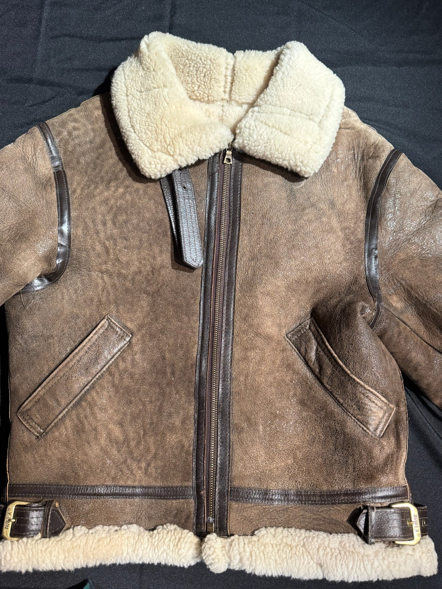 VINTAGE 90s AVIREX TYPE B-3 BOMBARDIER SHEARLING JACKET SZ: 38