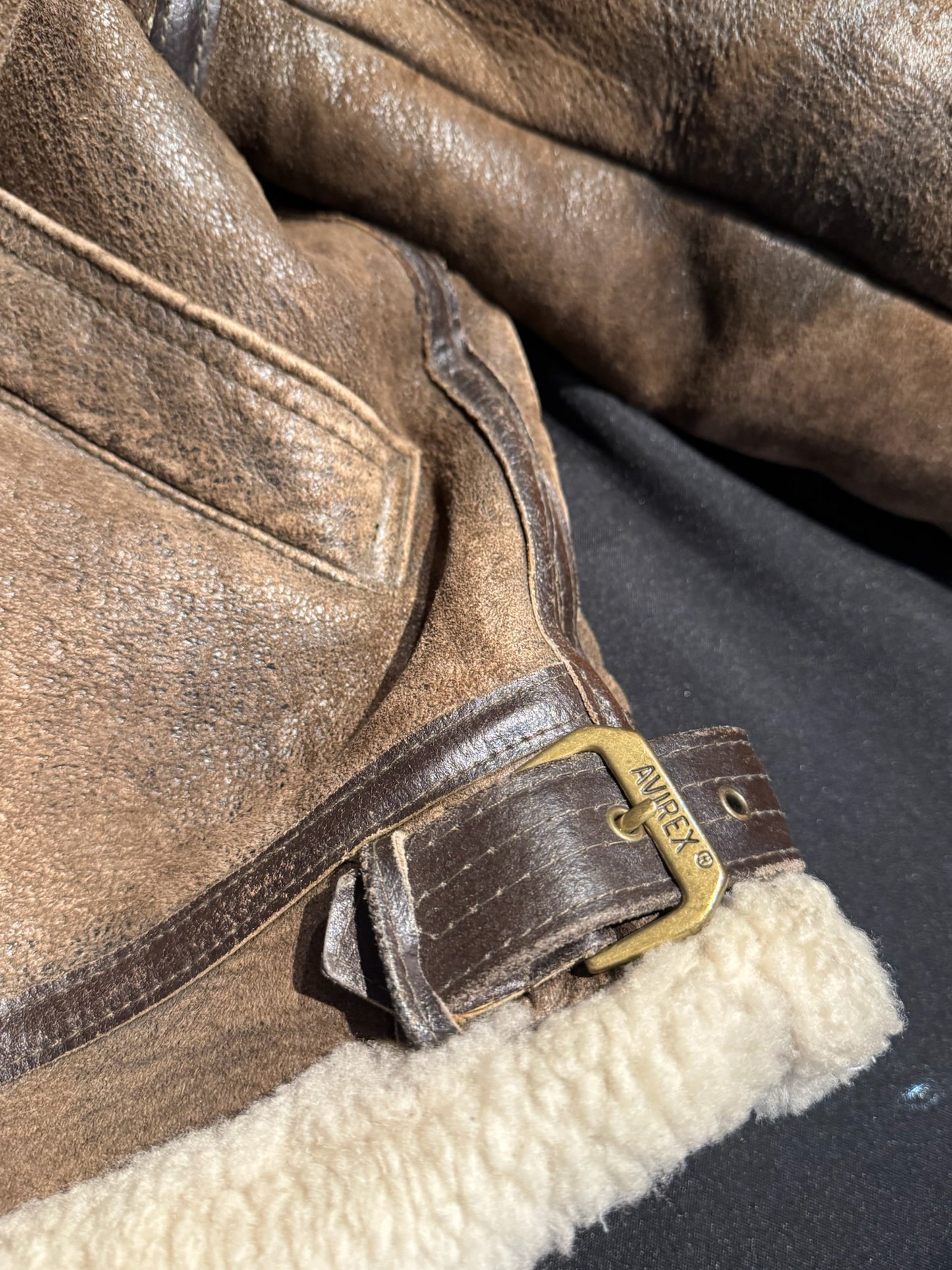 VINTAGE 90s AVIREX TYPE B-3 BOMBARDIER SHEARLING JACKET SZ: 38