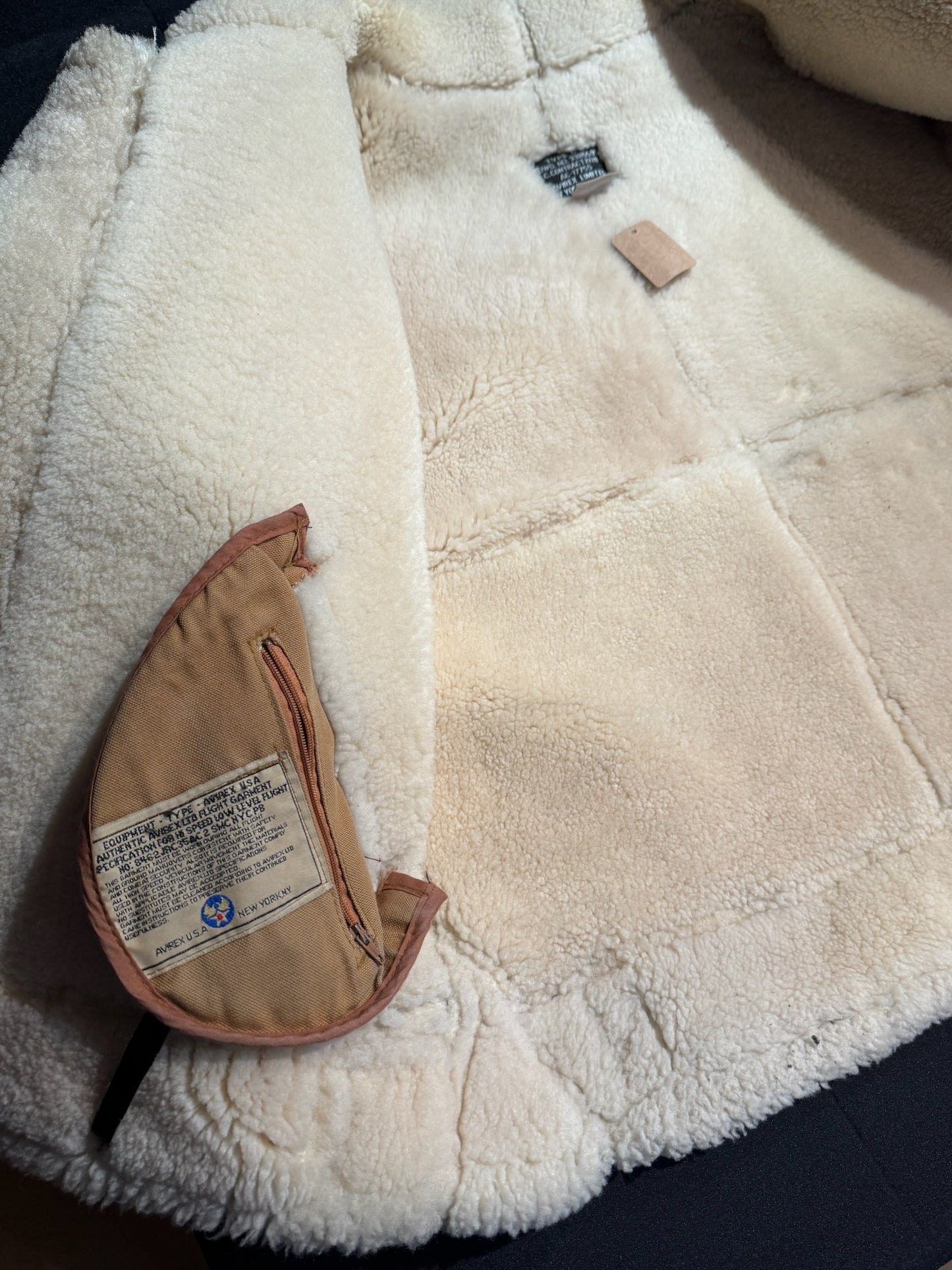VINTAGE 90s AVIREX TYPE B-3 BOMBARDIER SHEARLING JACKET SZ: 38