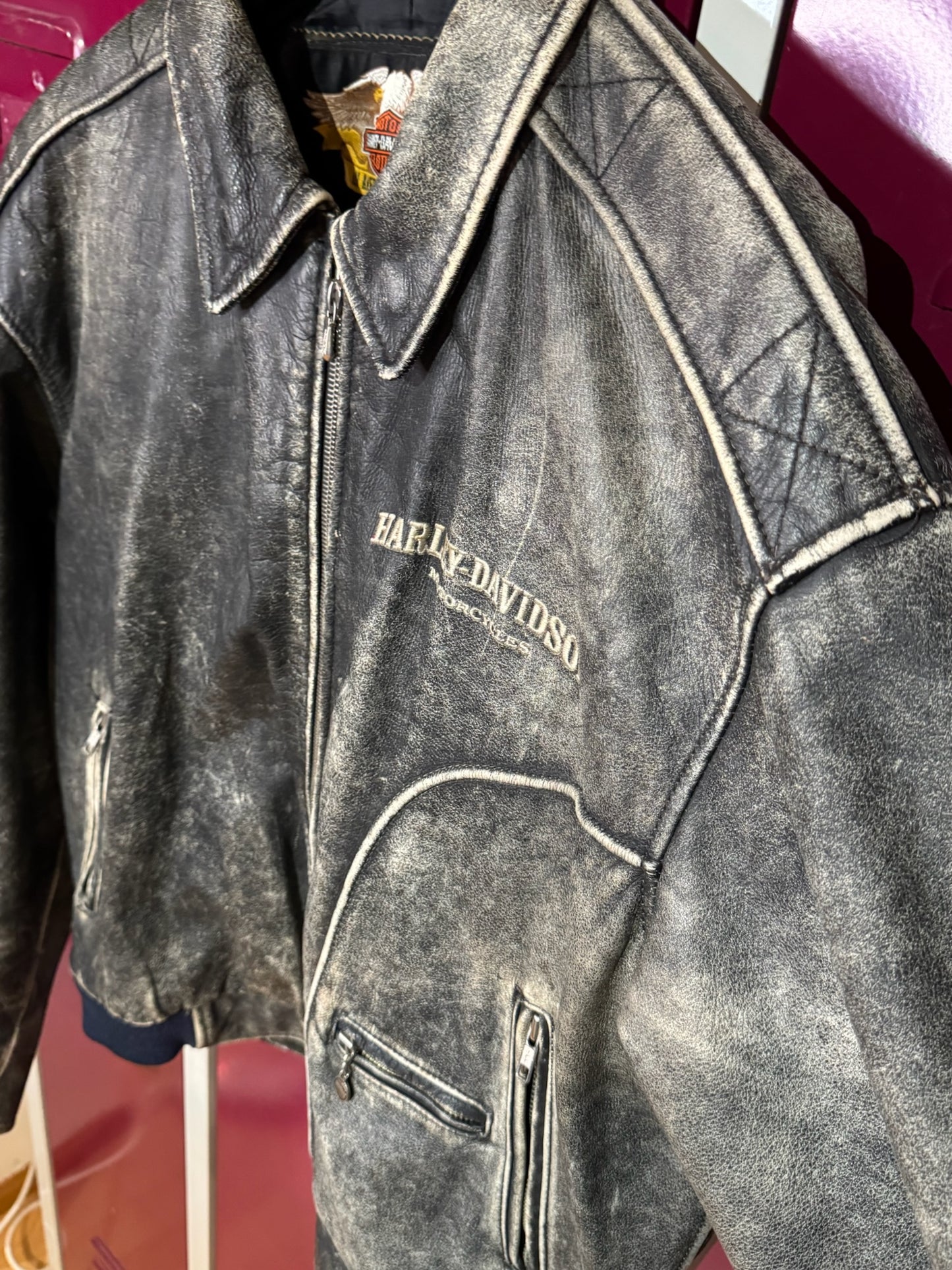 VINTAGE HARLEY DAVIDSON LEATHER JACKET SZ: L