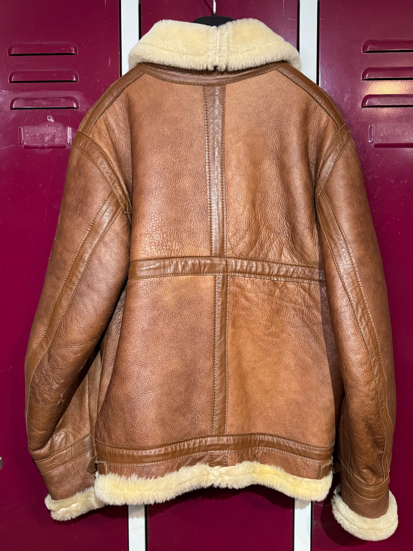 VINTAGE SHEARLING BOMBARDIER SHEEPSKIN CAMEL JACKET SZ: S/M