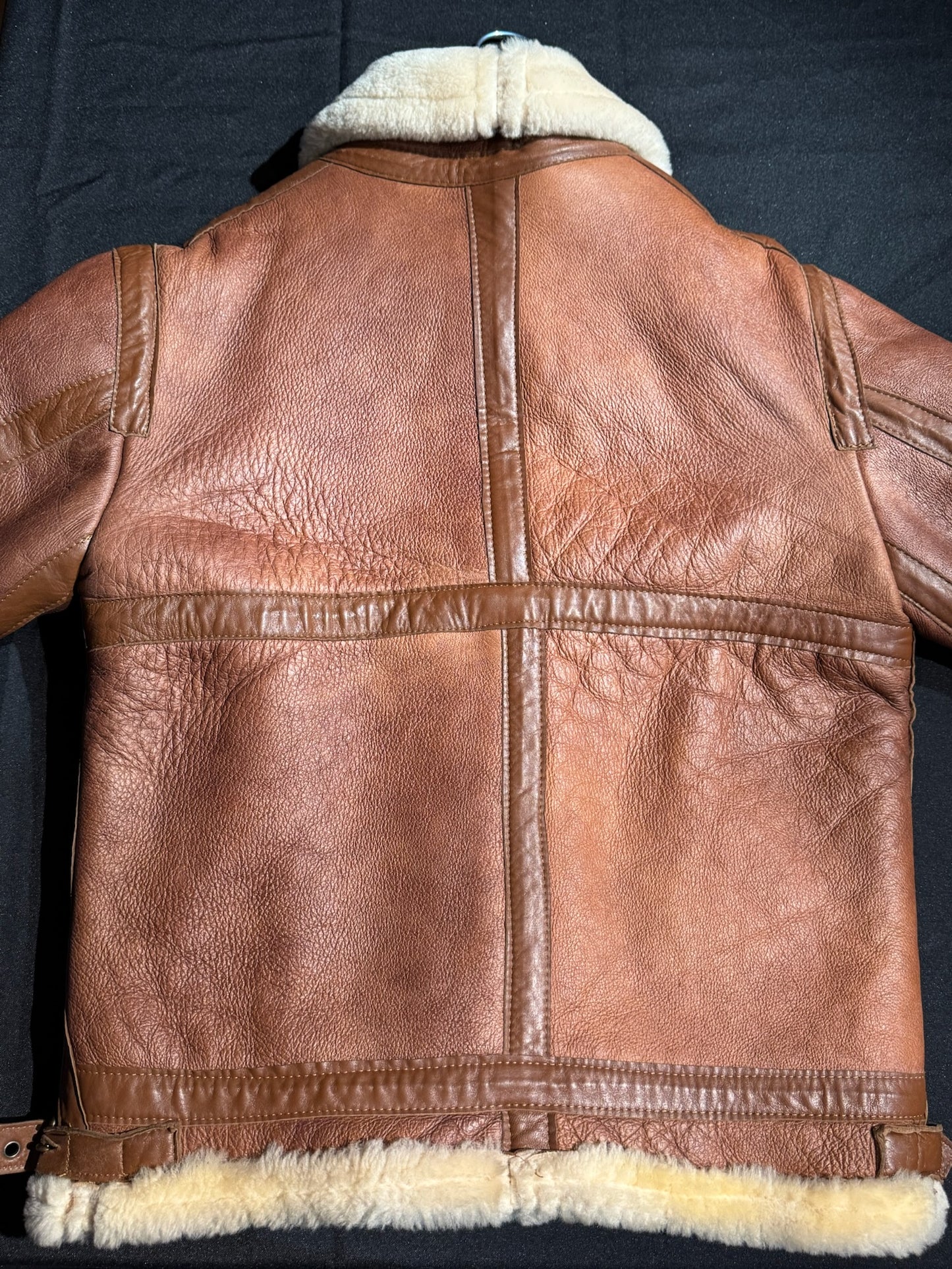 VINTAGE SHEARLING BOMBARDIER SHEEPSKIN CAMEL JACKET SZ: S/M