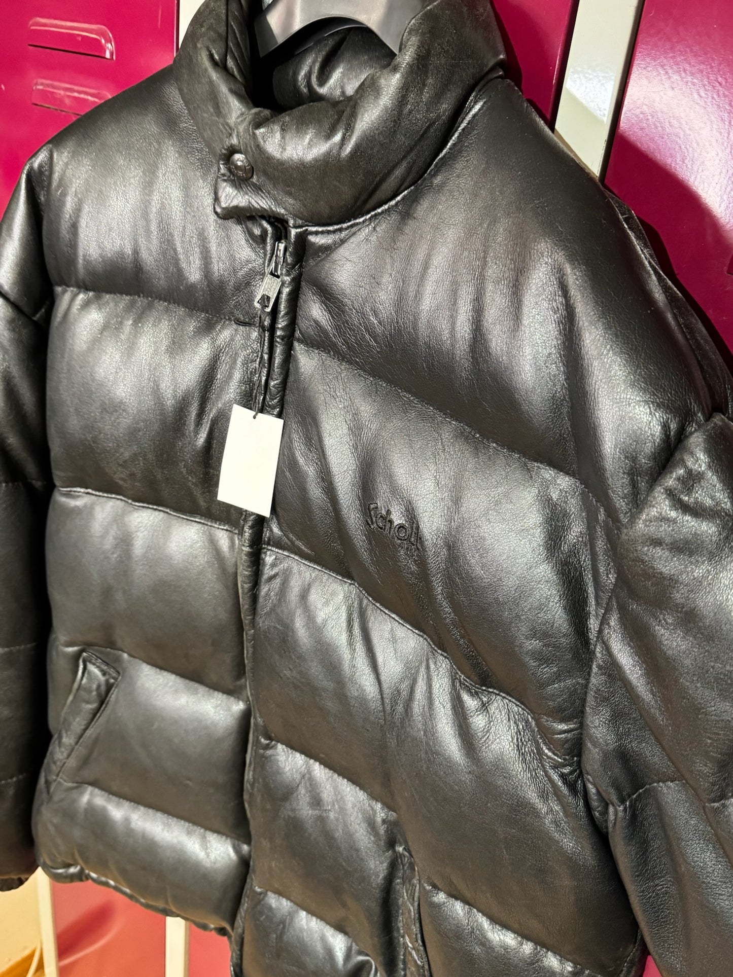 VINTAGE SCHOTT N.Y.C "DOWN" LEATHER GOOSE JACKET SZ: L