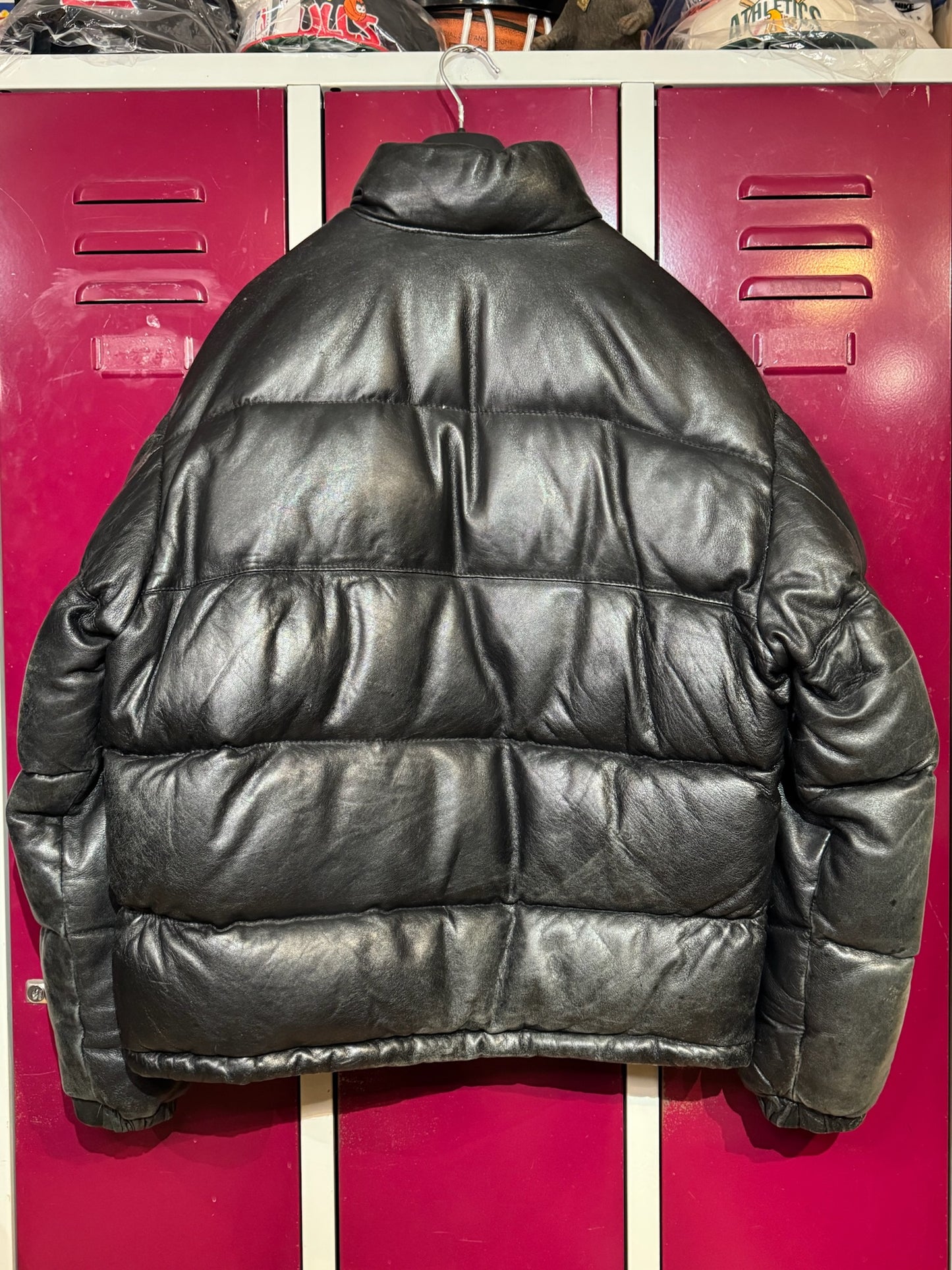 VINTAGE SCHOTT N.Y.C "DOWN" LEATHER GOOSE JACKET SZ: L