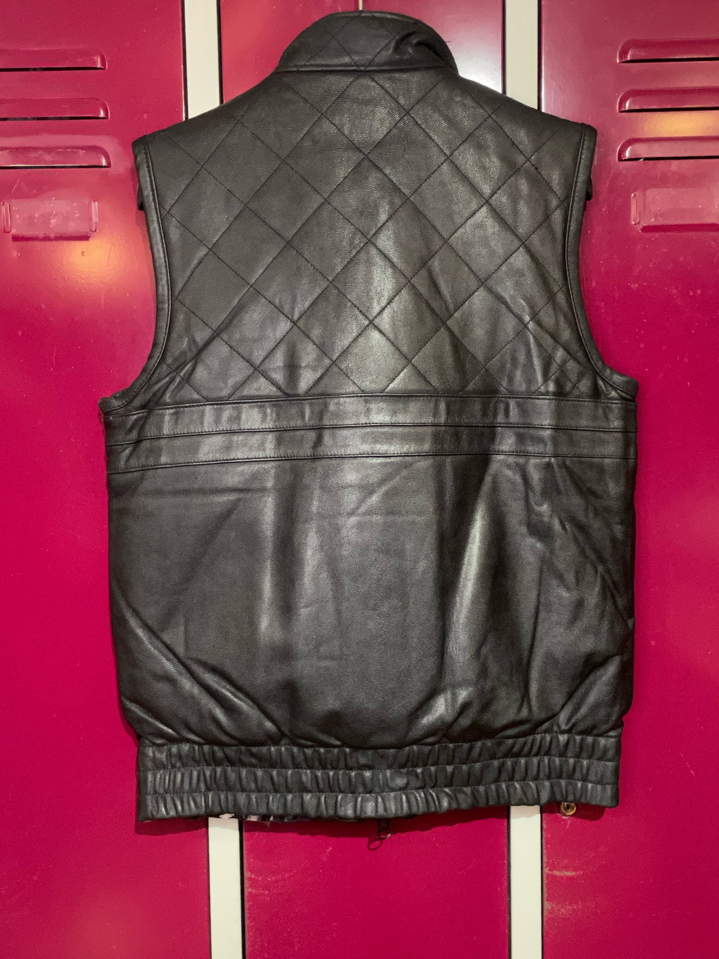 CROOKS & CASTLES LEATHER BIKER VEST SZ: S