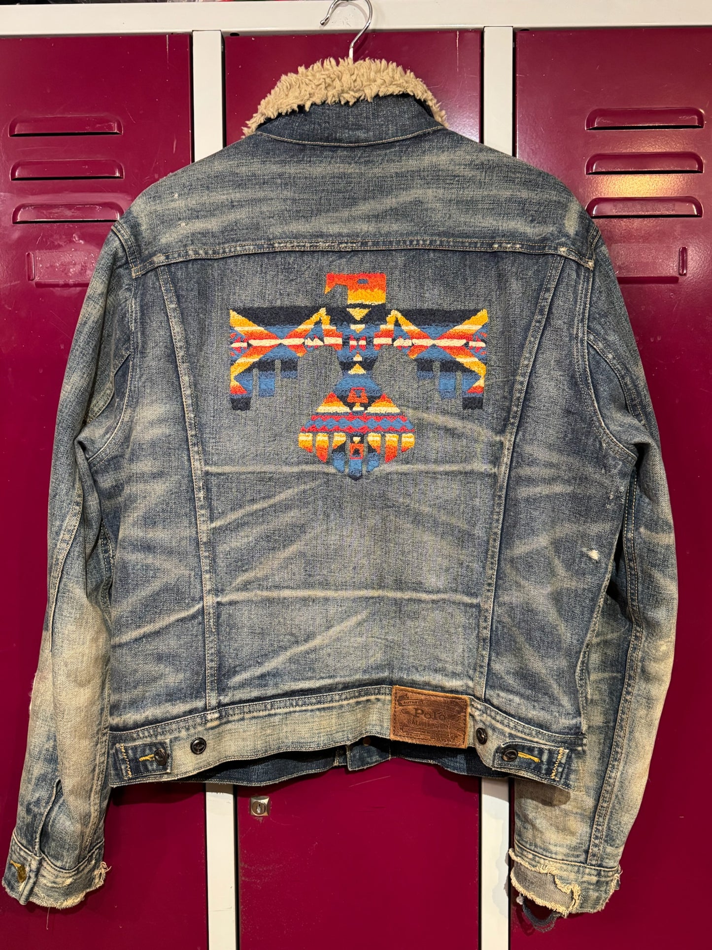 POLO RALPH LAUREN AZTEC SOUTHWEST THUNDERBIRD SHERPA DENIM JACKET SZ: L