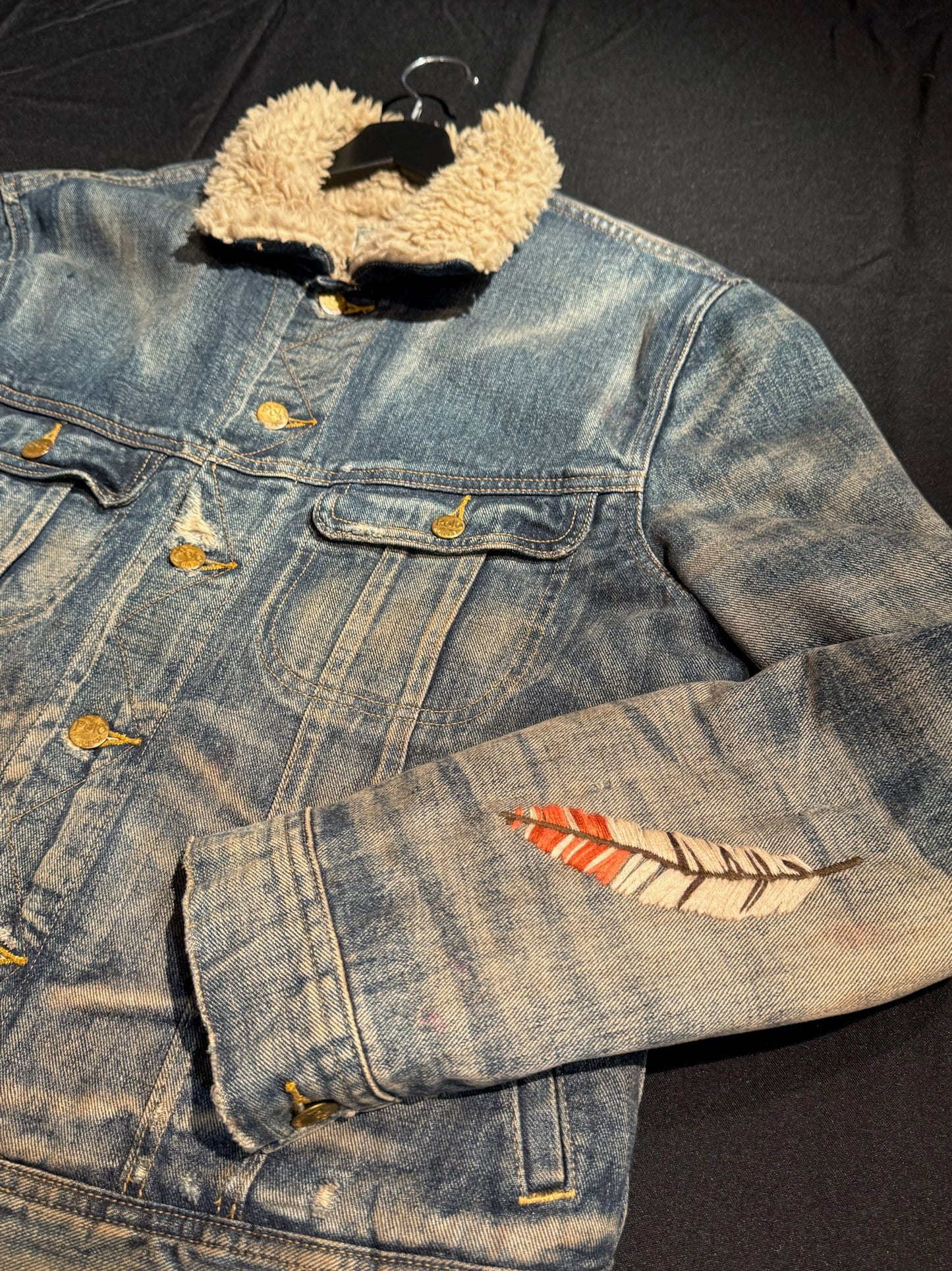 POLO RALPH LAUREN AZTEC SOUTHWEST THUNDERBIRD SHERPA DENIM JACKET SZ: L