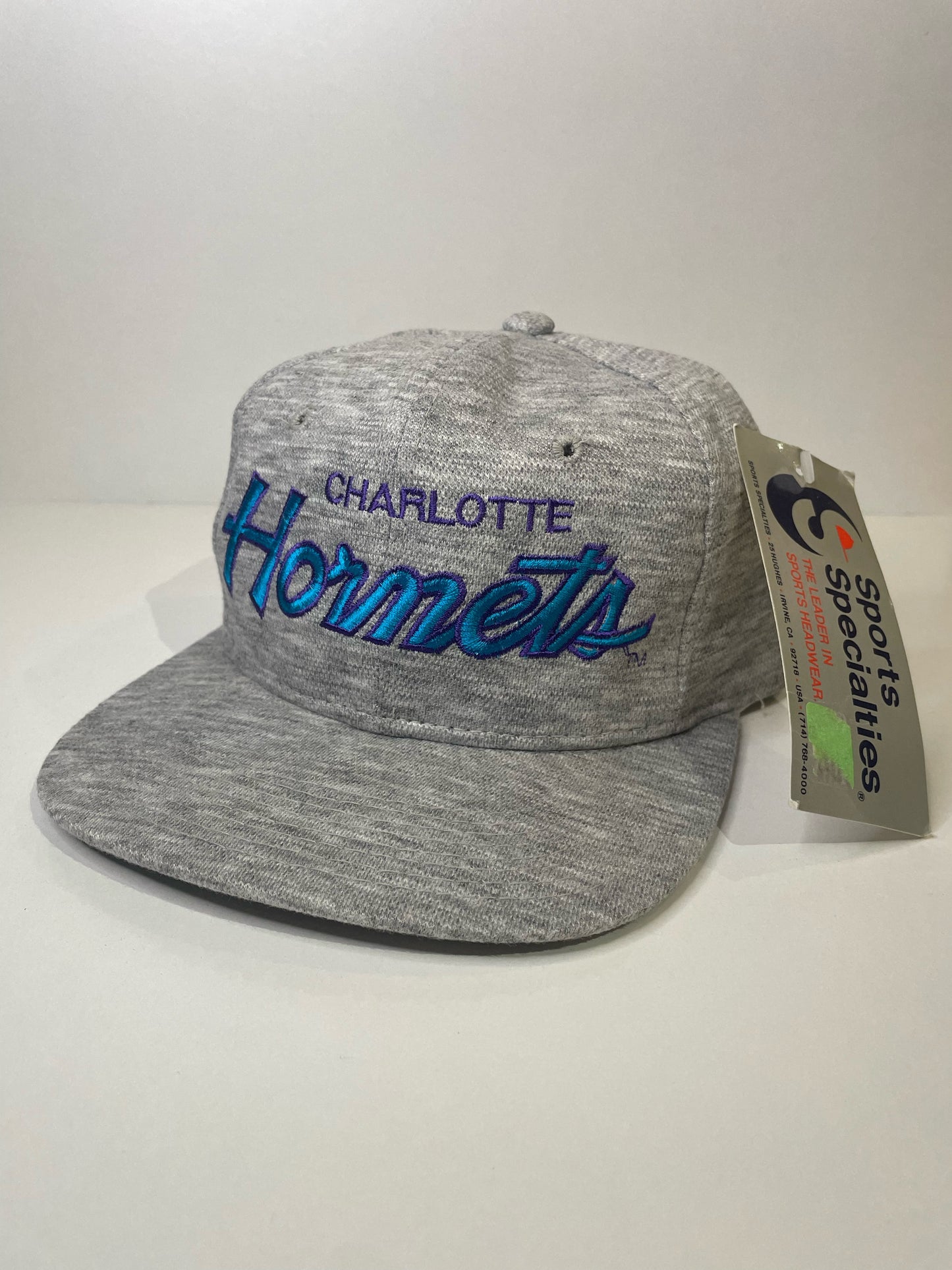 "DS" VINTAGE 90s CHARLOTTE HORNETS SPORTS SPECIALTIES SCRIPT SNAPBACK HAT