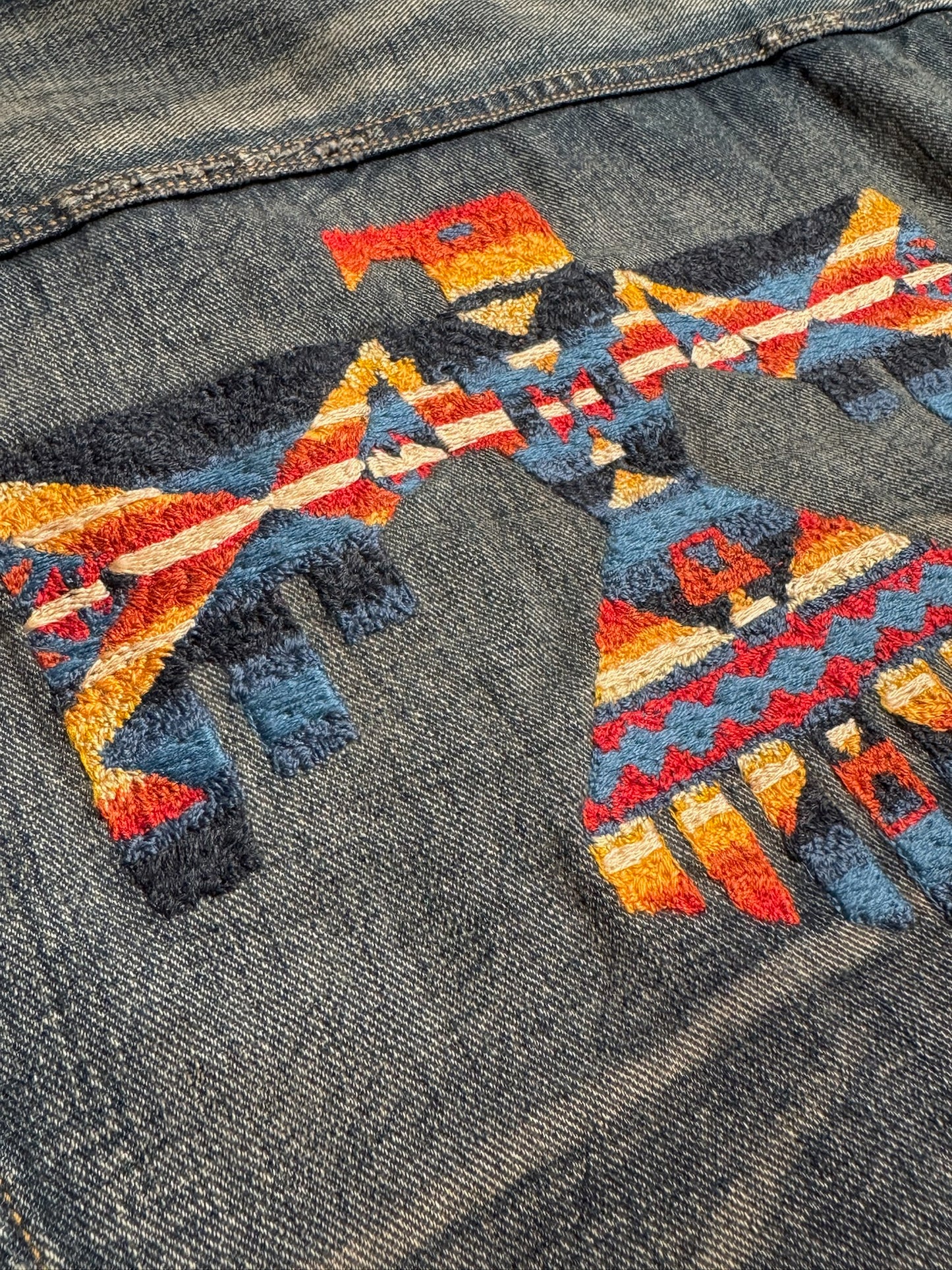 POLO RALPH LAUREN AZTEC SOUTHWEST THUNDERBIRD SHERPA DENIM JACKET SZ: L