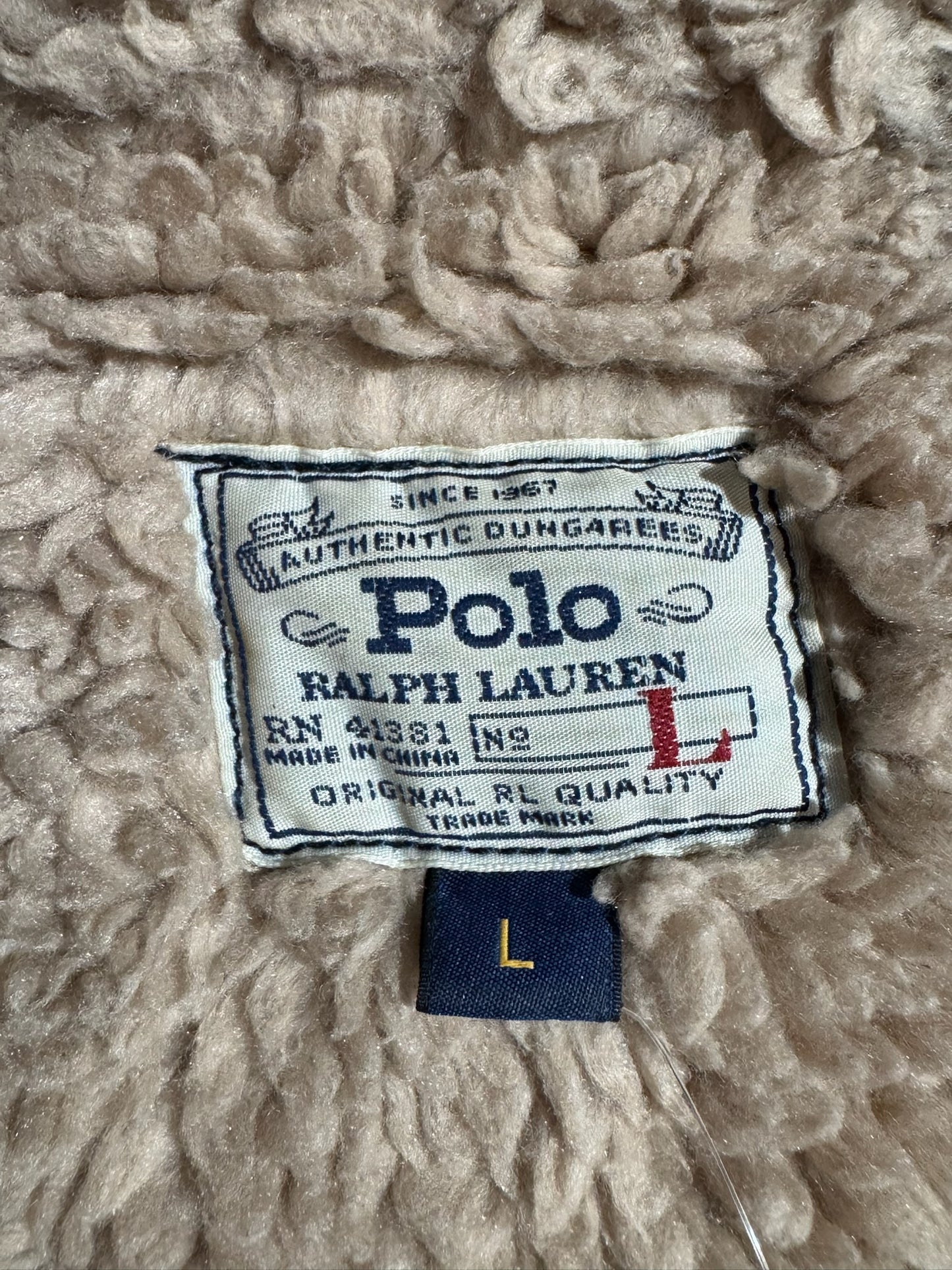 POLO RALPH LAUREN AZTEC SOUTHWEST THUNDERBIRD SHERPA DENIM JACKET SZ: L