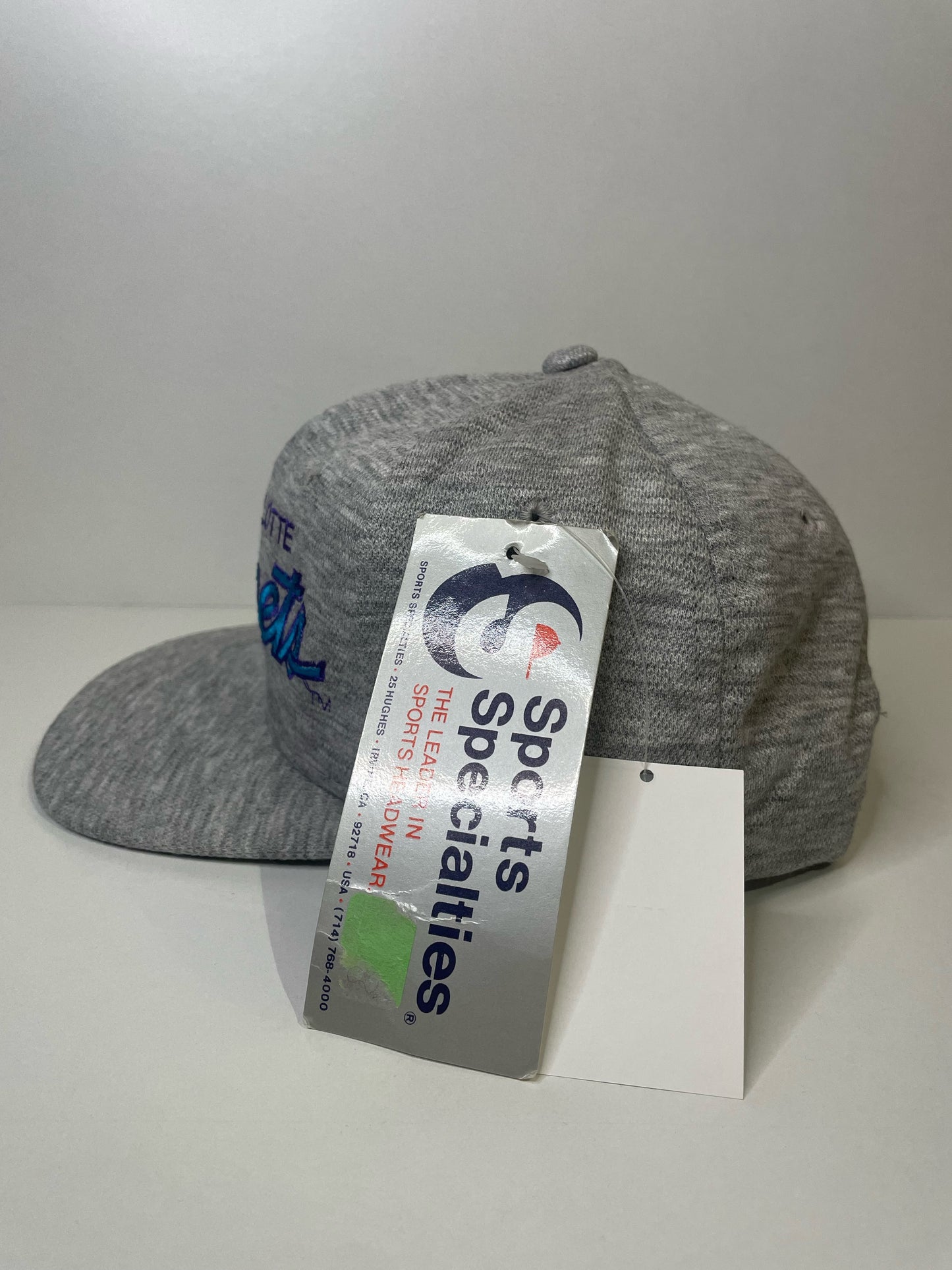 "DS" VINTAGE 90s CHARLOTTE HORNETS SPORTS SPECIALTIES SCRIPT SNAPBACK HAT