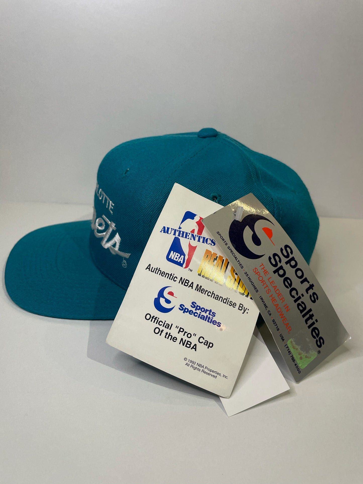 "DS" VINTAGE 90s CHARLOTTE HORNETS SPORTS SPECIALTIES SCRIPT SNAPBACK HAT