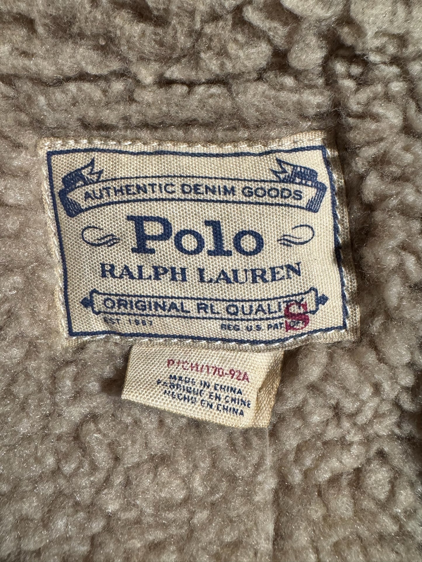 POLO RALPH LAUREN AZTEC SOUTHWEST THUNDERBIRD SHERPA DENIM JACKET SZ: S